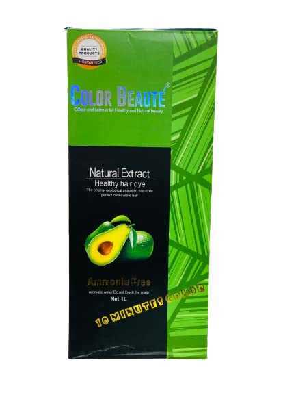 COLOR BEAUTÉ Natural Extract Hair Gel Dye - 1000ml Black Hair Color for Men & Women | Long-Lasting, Ammonia-Free Hair Dye for Gray Coverage & Styling at Home or Salon