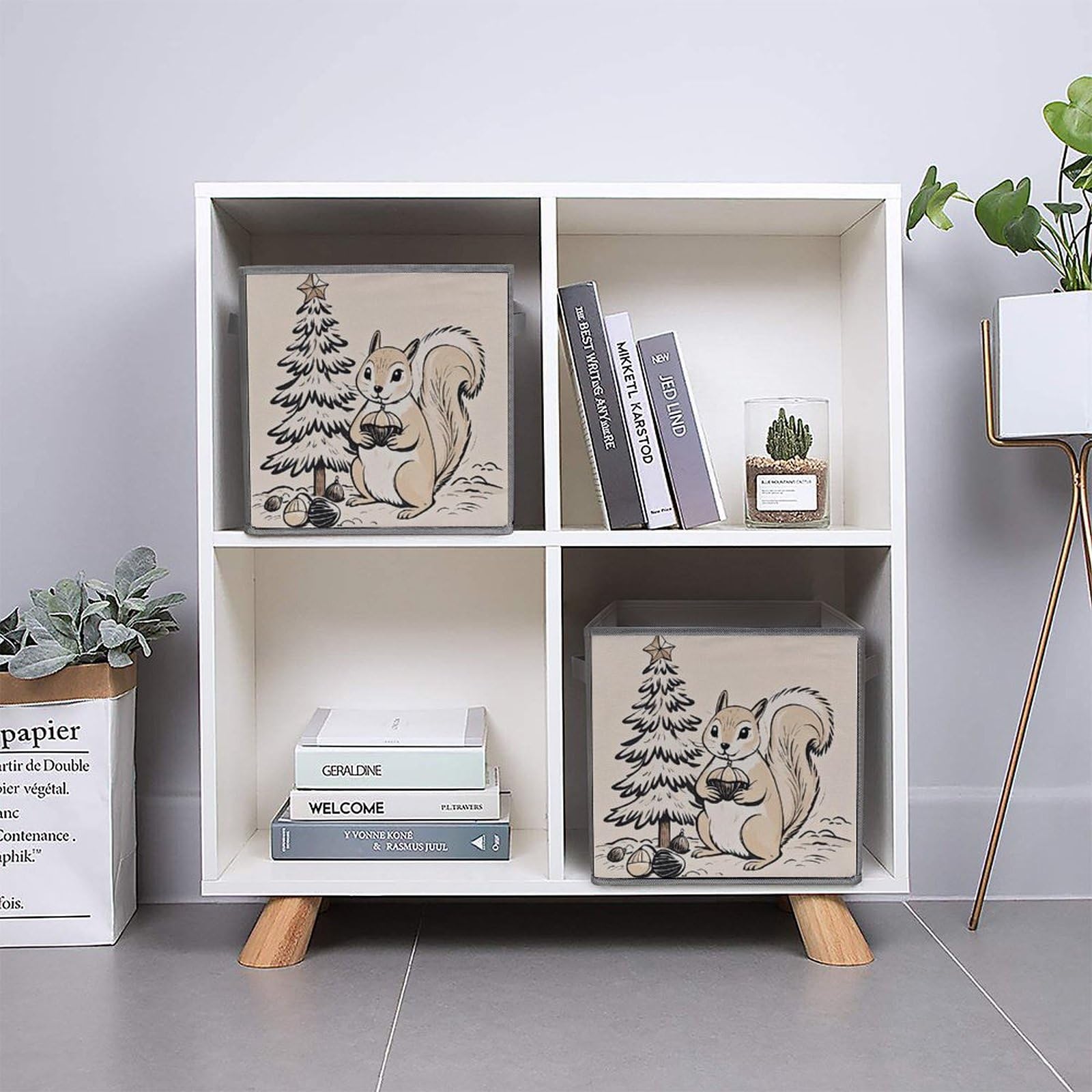 6PCS Foldable Storage Bins - Squirrel Printed Organizers for Home & Office