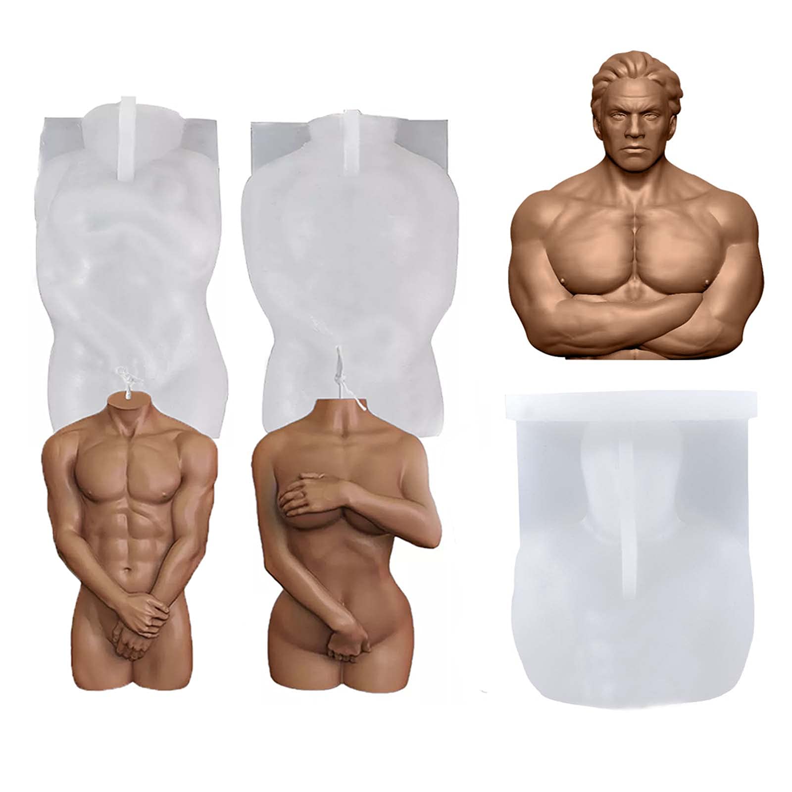 Premium 3-Piece Silicone Human Body Candle Molds Set - Naked Male & Female Body Shape for DIY Candles, Soap, Resin Pendants & Plaster Carving - Perfect for Home Decor, Spa Gifts & Artistic Creations