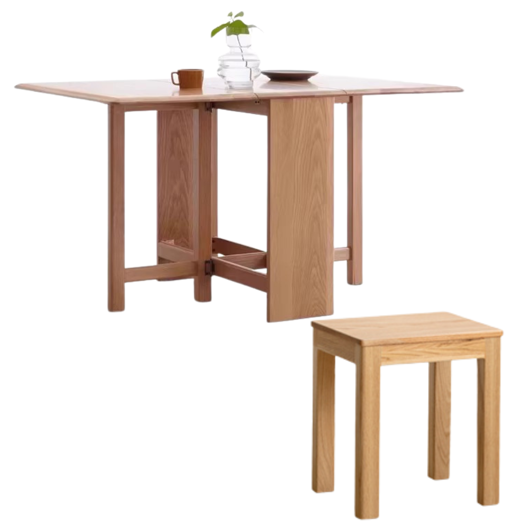 Solid Oak Folding Dining Table - Extendable Wooden Table for Small Spaces | Perfect for Apartments, Patios & Outdoor Entertaining