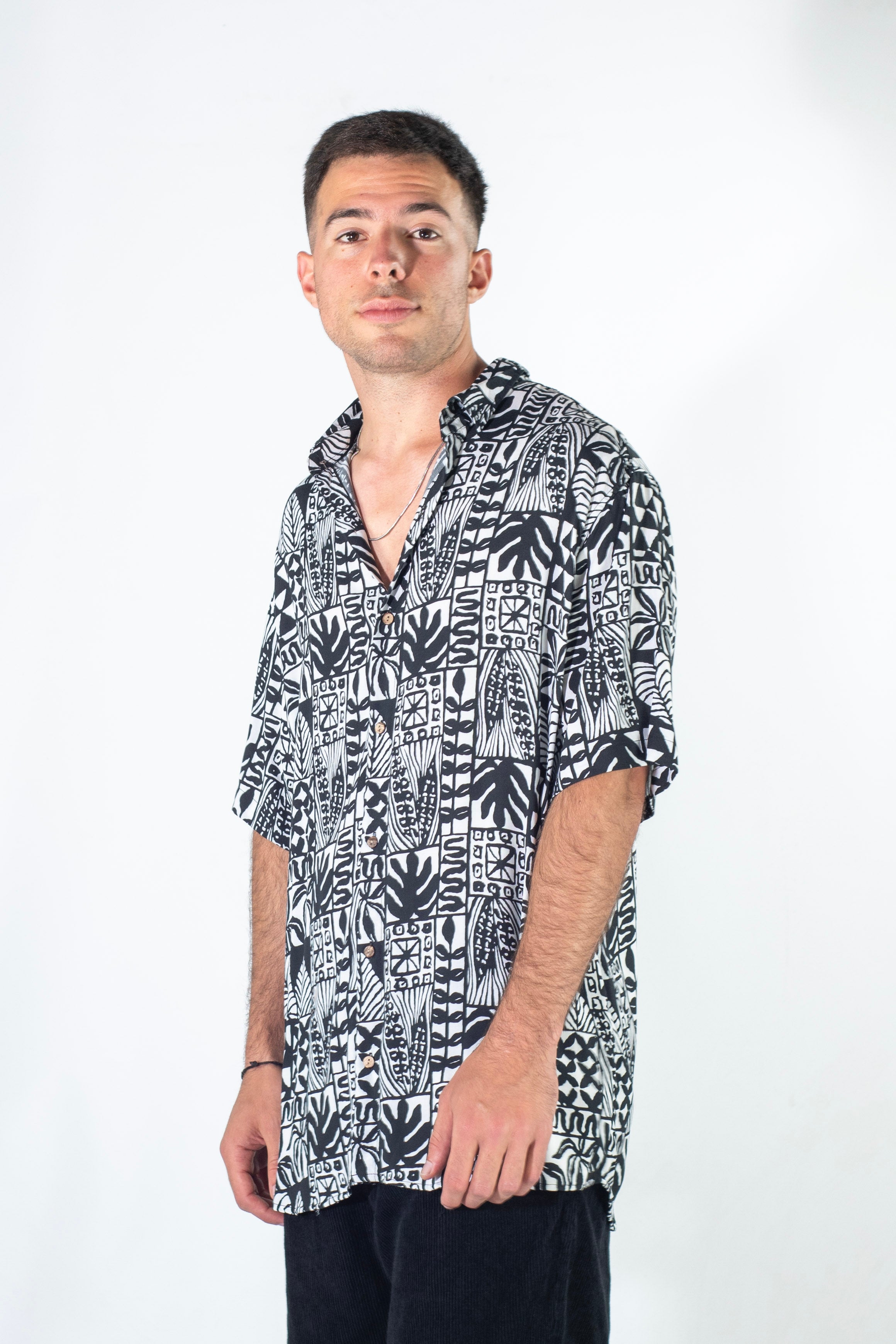 Ocn Men's Malibu Checkered Monochrome Shirt - Casual Wear for Beach Outings and Summer Parties