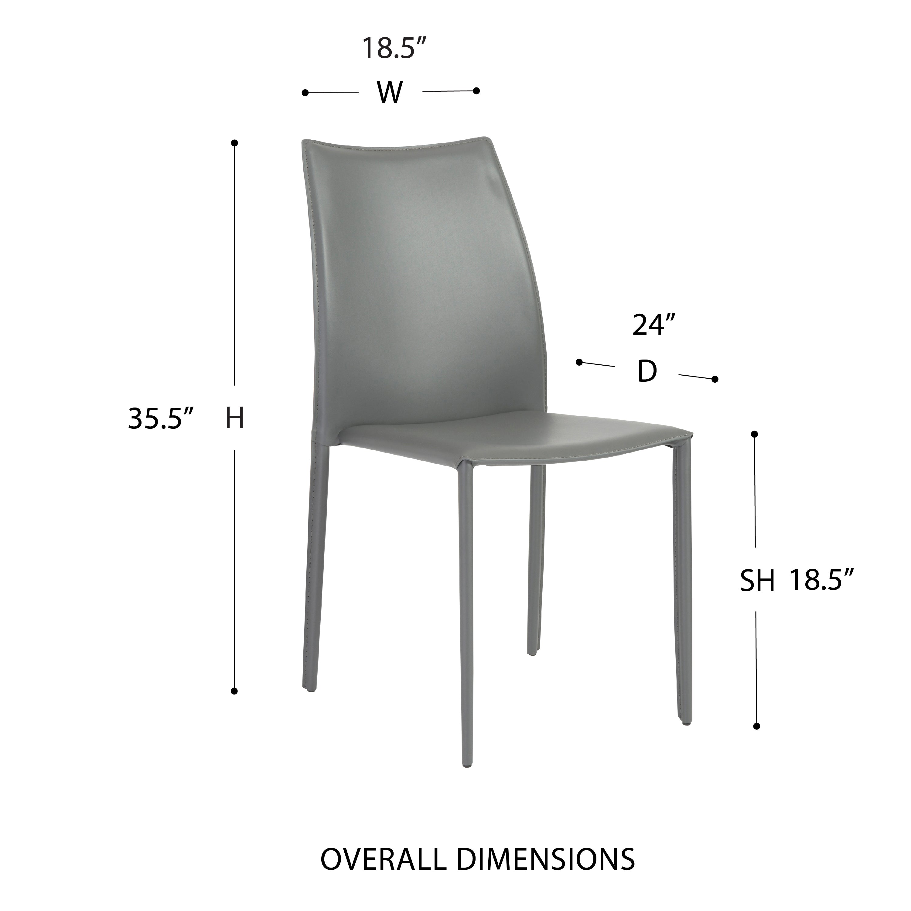 Euro Style Dalia Stacking Side Leather Chairs - Set of 2, Modern Stackable Dining Chairs for Small Spaces, Kitchen, Office or Outdoor Use