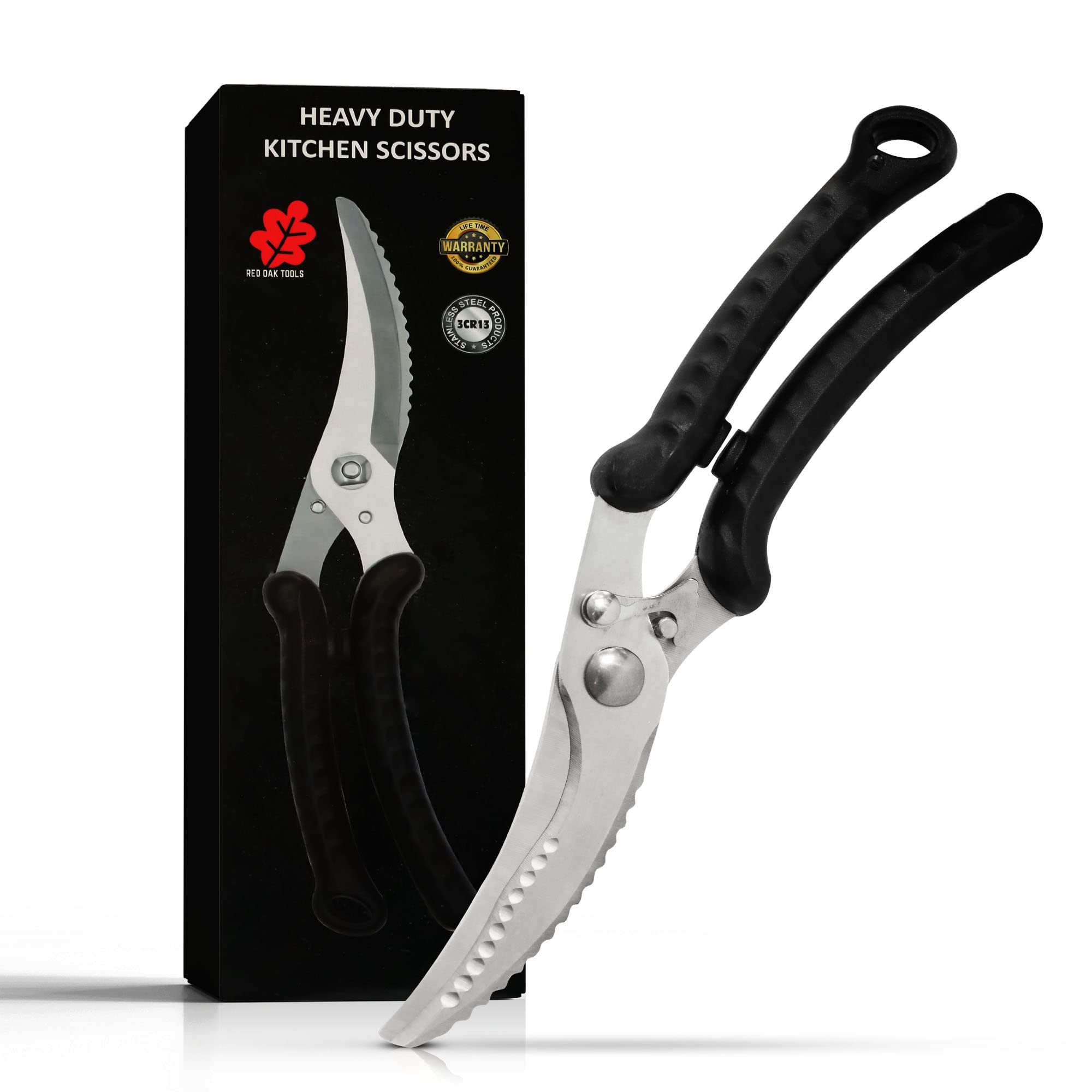 Heavy Duty Kitchen Scissors - Professional Cooking Shears for Chicken, Poultry, Fish & Vegetables - Dishwasher Safe Meat & Bone Cutting Scissors - Perfect for Meal Prep, Butchering & Food Processing
