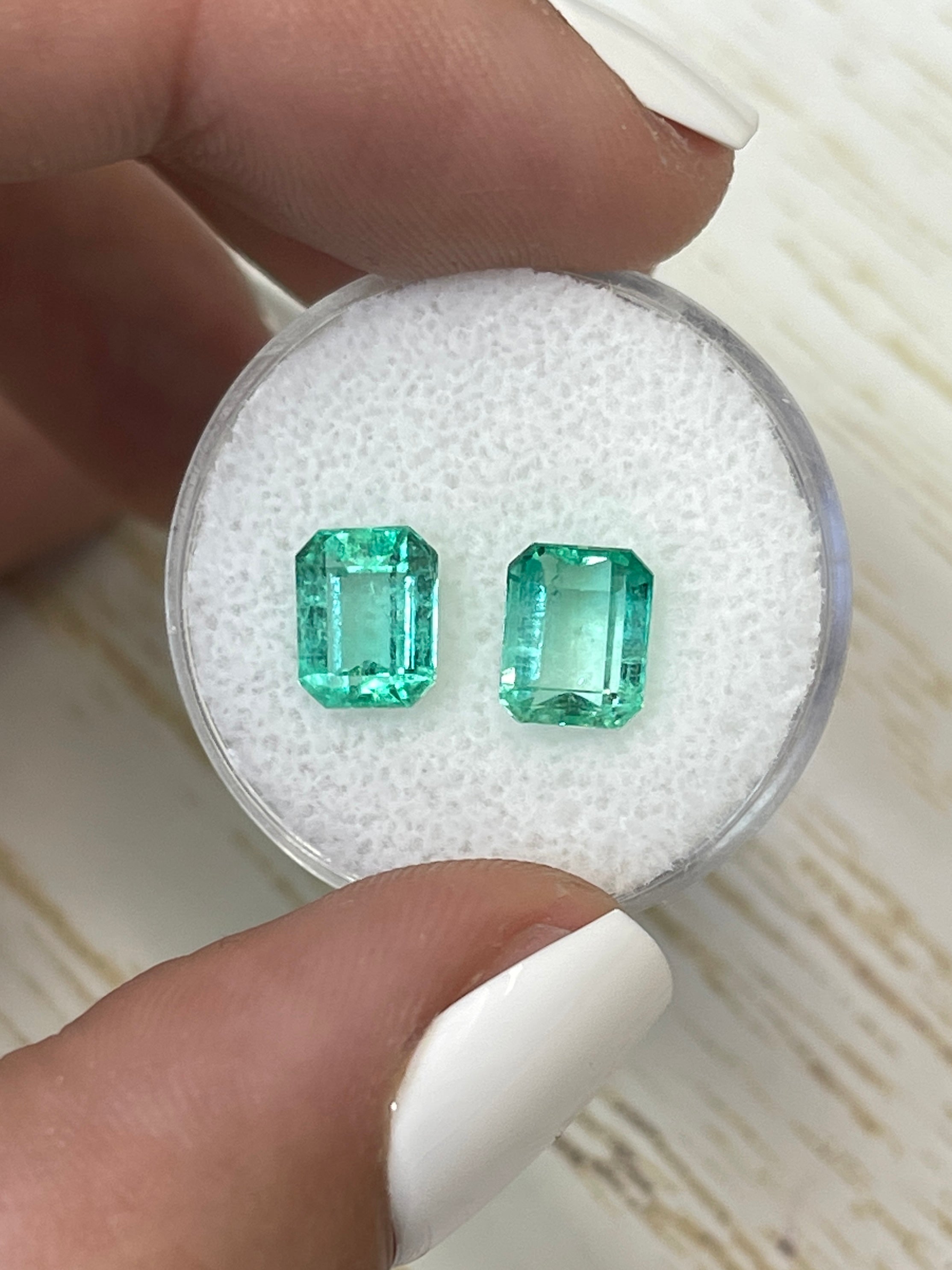 3.35tcw 8x6mm Matching Pair Natural Colombian Emerald Gemstones - Emerald Cut Loose Green Emeralds for Jewelry Making, Engagement Rings & Collector's Items