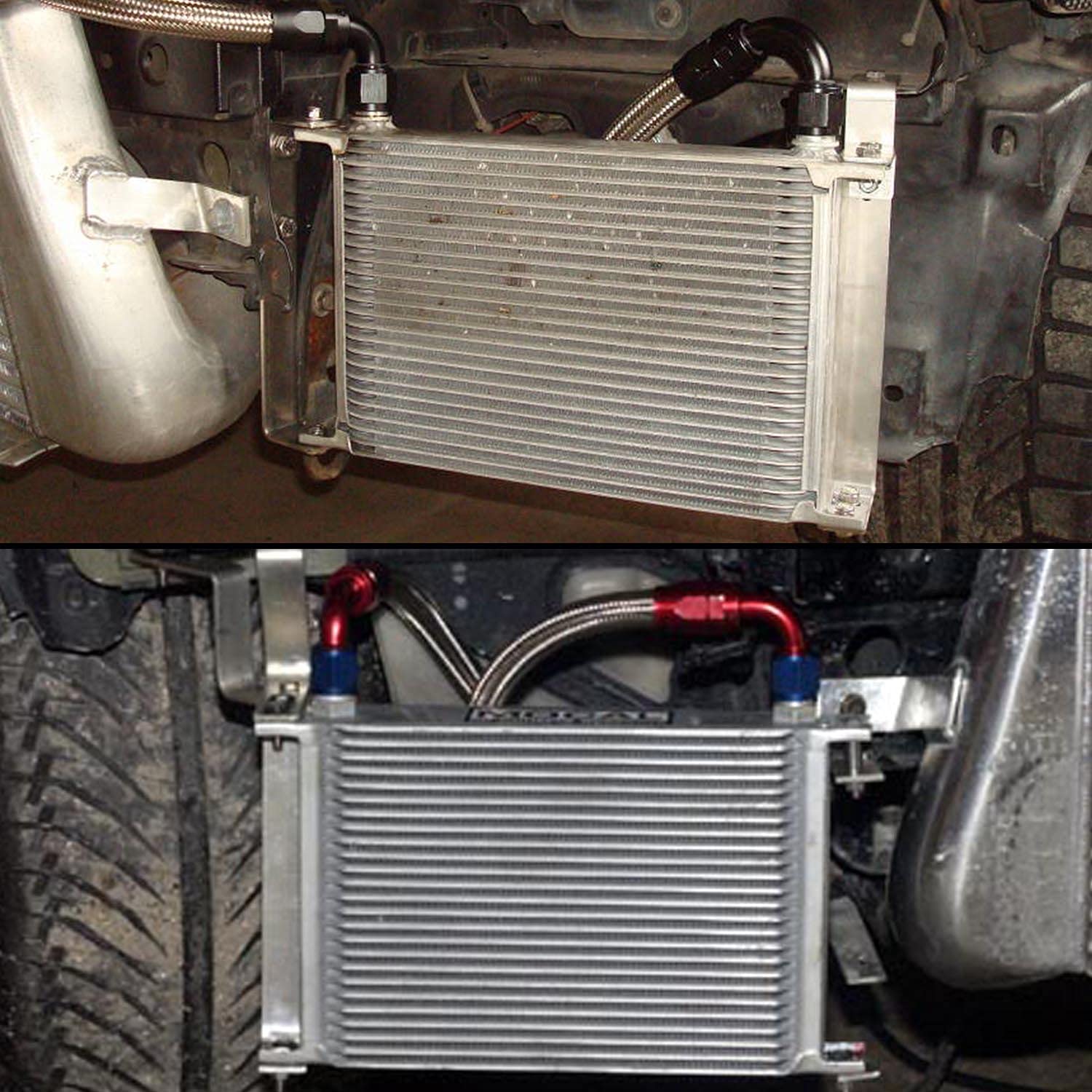 Universal AN10 30 Row Aluminum Oil Cooler Kit - Silver Engine & Transmission Adapter for High-Performance Cars, Trucks & Racing Vehicles - Perfect for Cooling System Upgrades & Performance Tuning