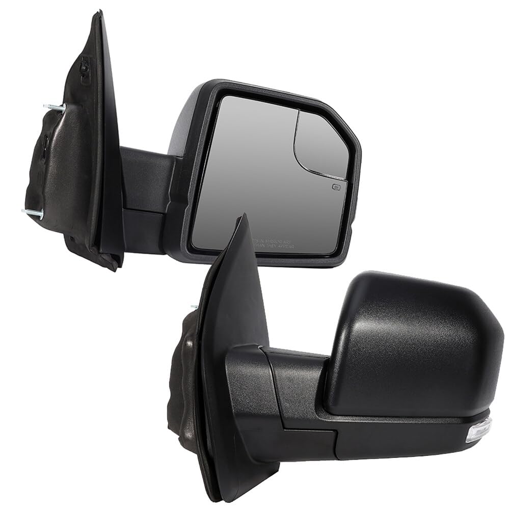 ECCPP Power-Adjustable Heated Towing Mirrors for 2015-2019 Ford F150 Pickup Truck - Left & Right Side Mirrors with Turn Signal, Black Housing, Manual Folding & Telescoping - Perfect for Towing, Off-Roading & Enhanced Visibility