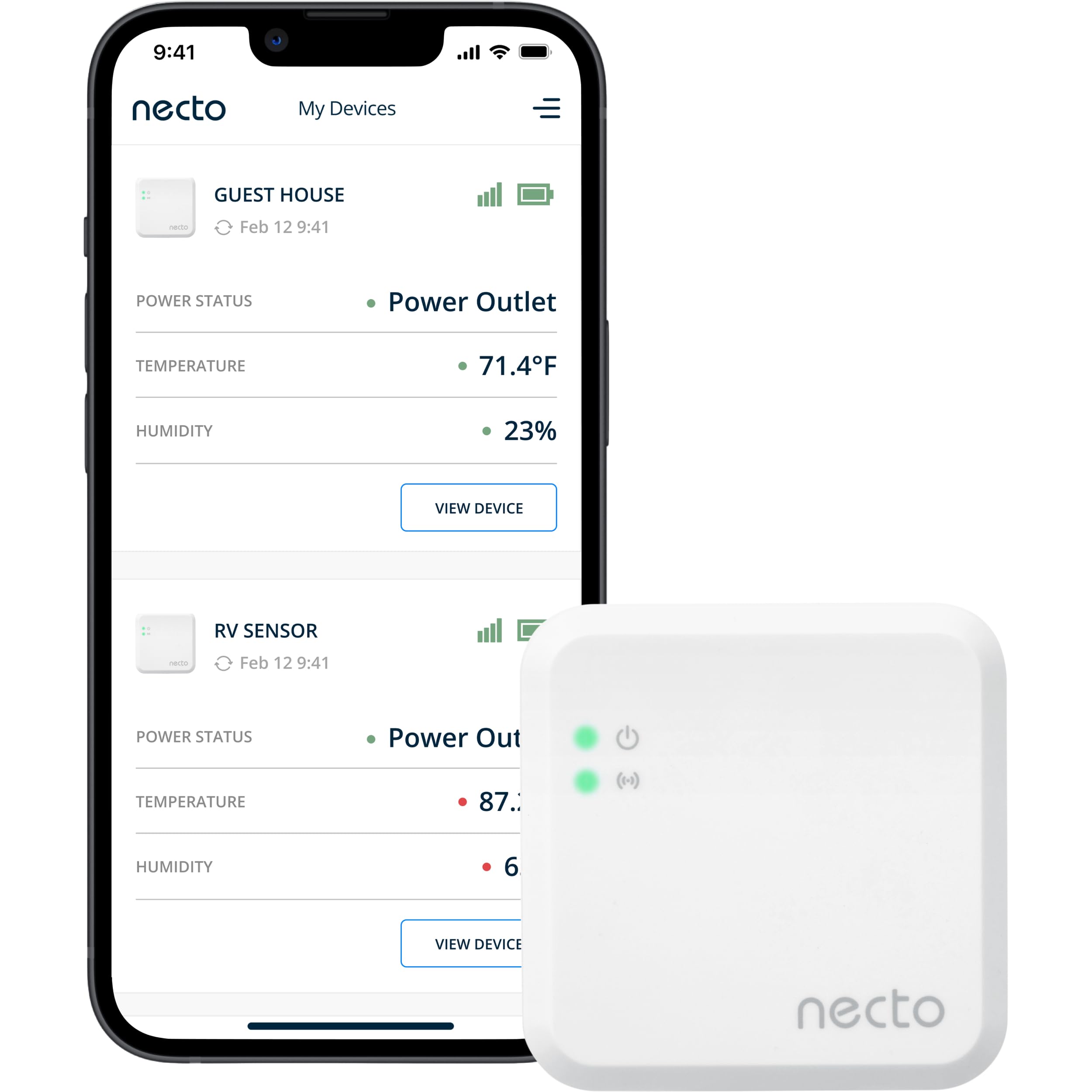 Necto 4G LTE Cellular Temperature & Humidity Monitor - No Monthly Fees - Wireless Remote Sensor with App Alerts for Home, RV, Greenhouse, Server Room & Pet Safety - Ideal for Power Outage Monitoring and Climate Control