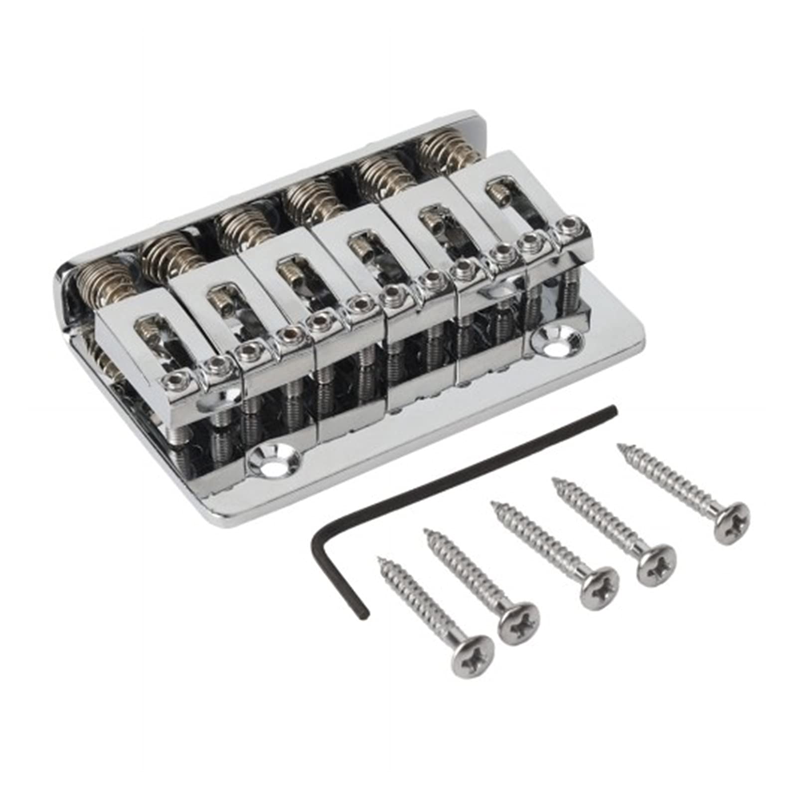 6-String Electric Guitar Bridge - Hardtail Fixed Metal Saddle Top Load Tailpiece (Silver) | Replacement Part for Guitar Repair & Upgrade | Perfect for Rock, Blues & Studio Recording
