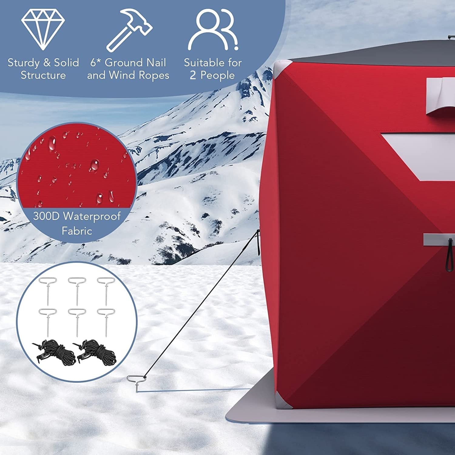 Hysache Portable Ice Fishing Shelter - Quick Setup 2-3 Person Winter Tent with Carry Bag, Windproof & Waterproof for Outdoor Fishing, Camping, Hunting - Perfect for Extreme Cold Weather Adventures