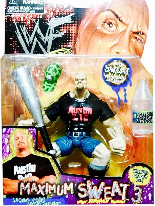 1999 WWF Jakks Pacific Maximum Sweat Series 3 Stone Cold Steve Austin Wrestling Action Figure - Collectible Toy for WWE Fans & Wrestling Enthusiasts - Perfect for Display, Play & Nostalgic Collections