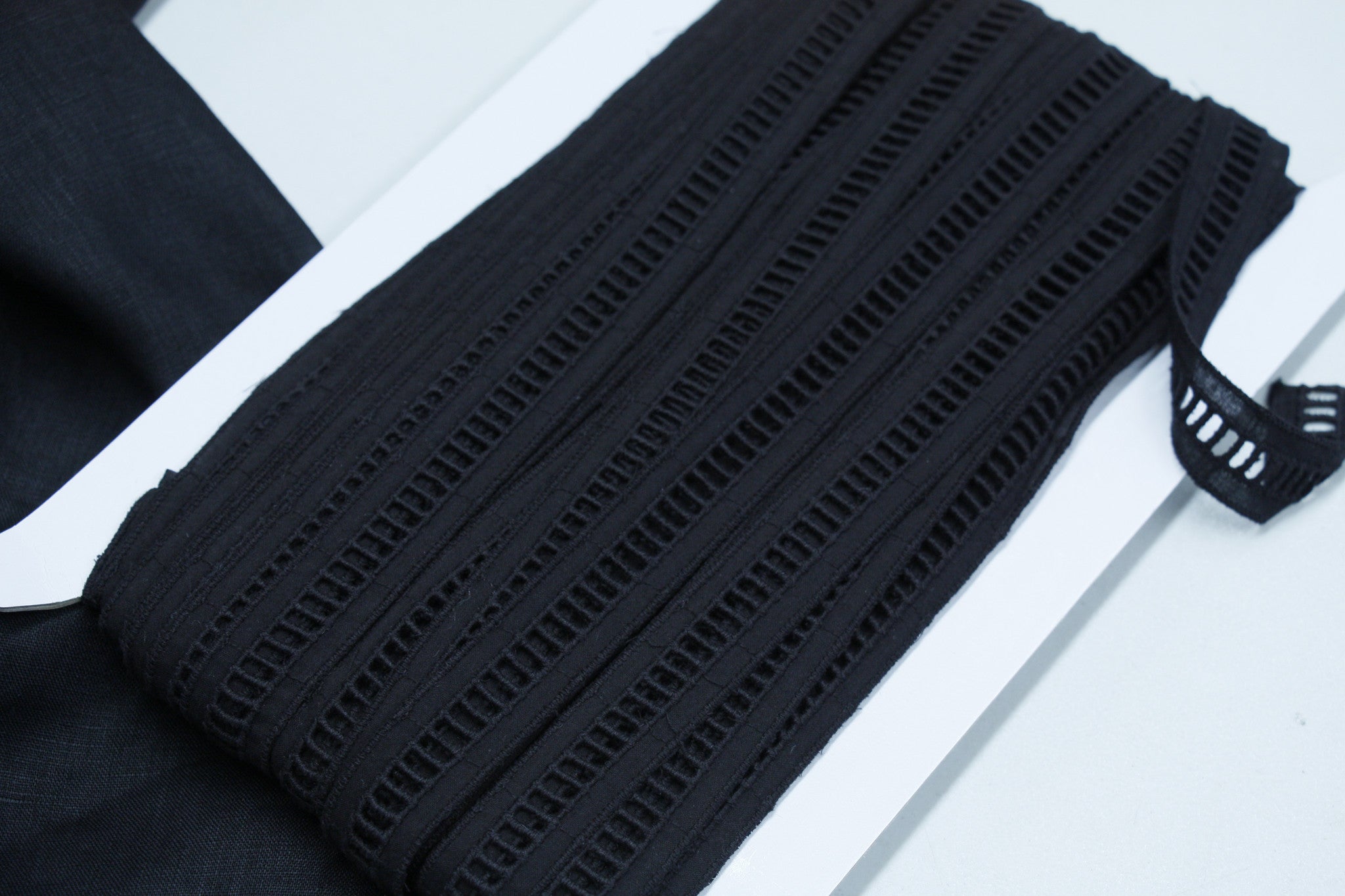 Black Cotton Eyelet Trim Lace Fabric - Soft & Breathable Material for DIY Sewing, Dresses, Curtains & Home Decor