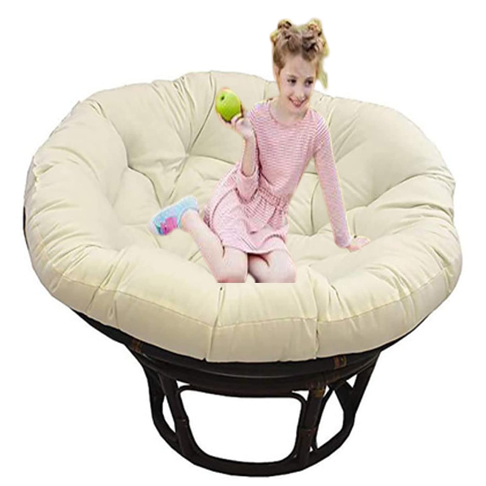 SRHMYJJ Thickened Egg-Shaped Hanging Hammock Chair Cushion - 51x51 Inch Beige Indoor/Outdoor Swing Pillow Seat Pad for Patio, Garden, Balcony & Backyard Relaxation (No Chair Included) - Perfect for Lounging, Reading & Sunbathing