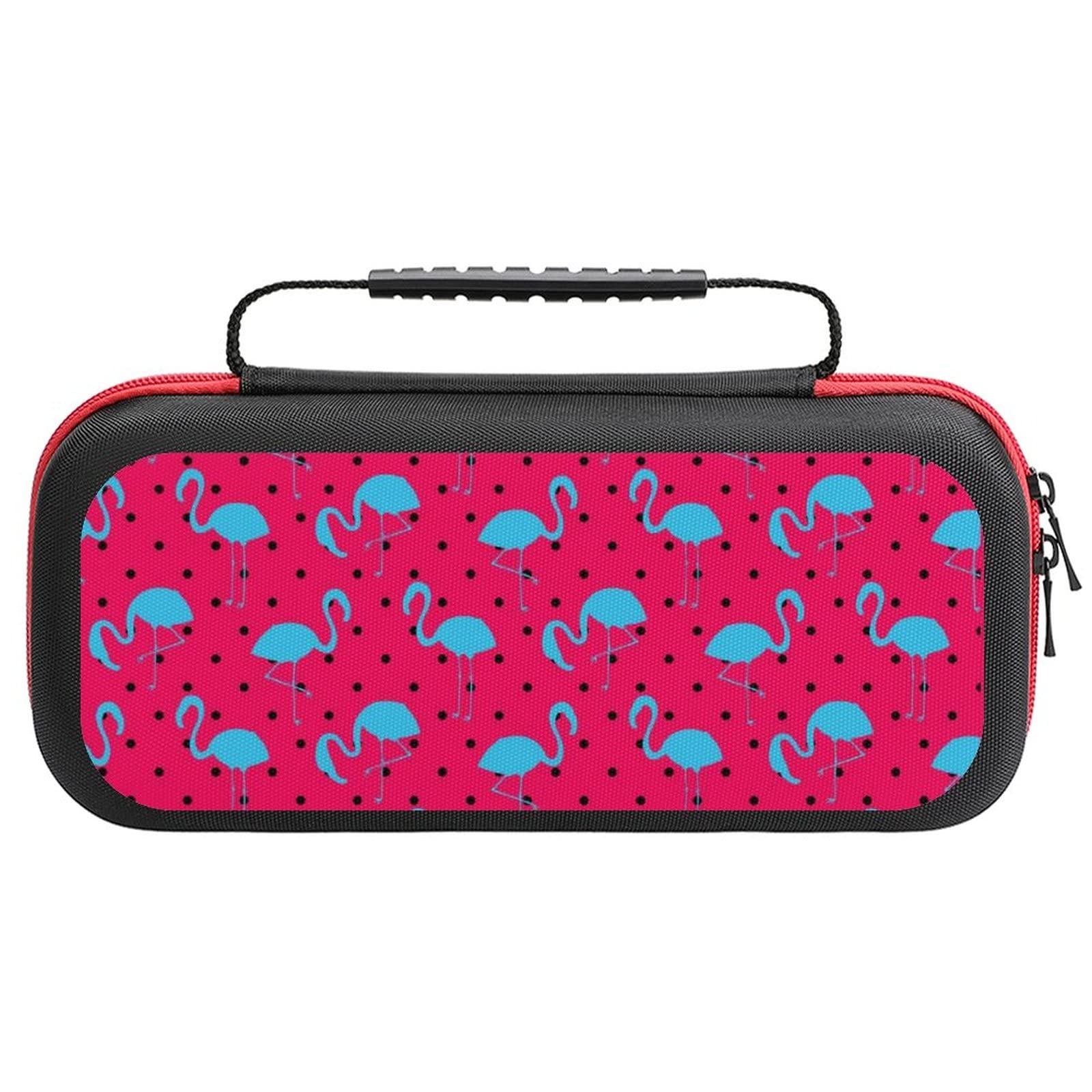 FunnyStar Blue and Pink Flamingo Pattern Nintendo Switch Carrying Case - Protective Shell Storage Handbag for Travel, Commuting & Gaming Accessories