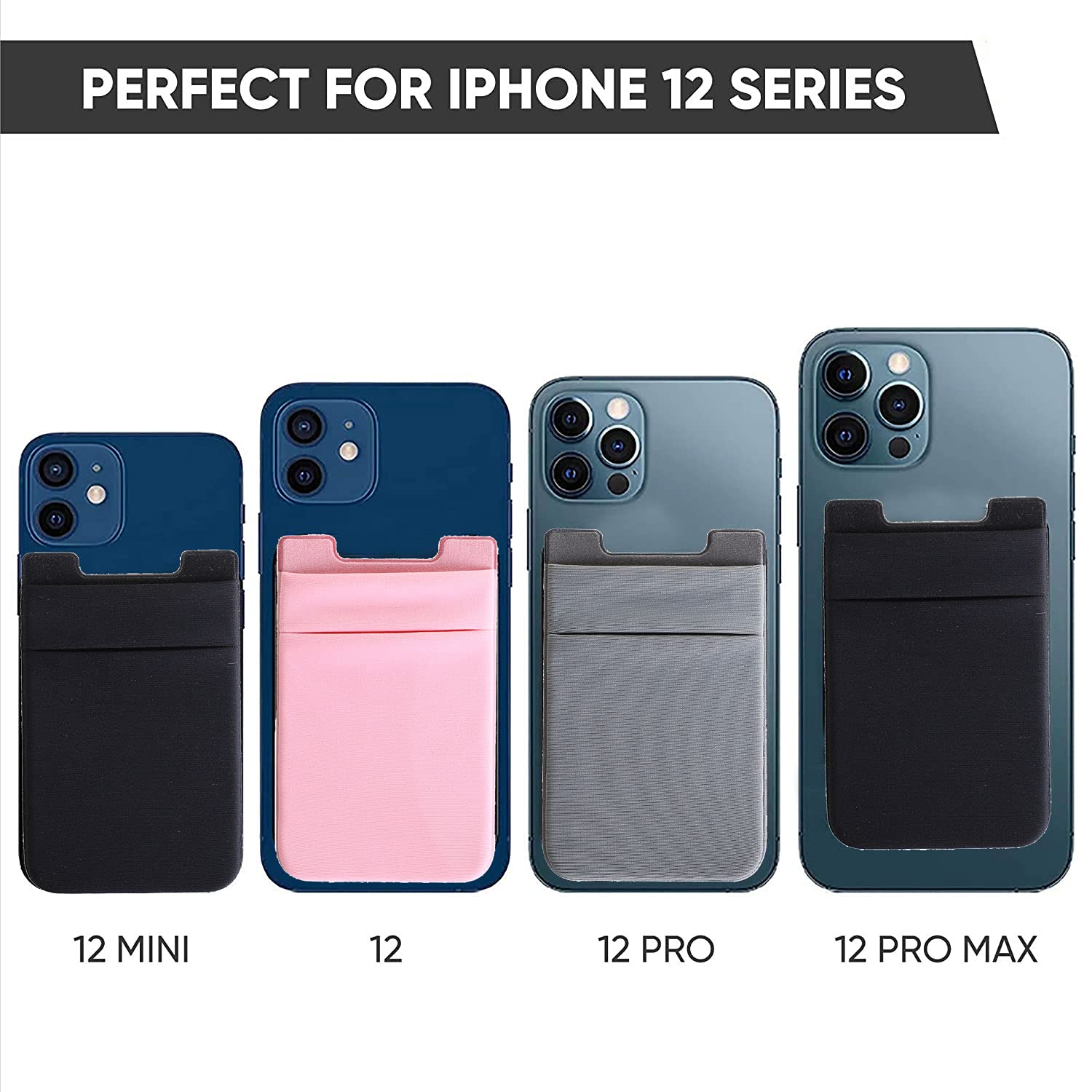 3 Pack Adhesive Phone Wallet Card Holder - Durable Stick On Wallet for iPhone & Samsung - Holds Credit Cards, ID & Cash - Perfect for Travel, Shopping & Everyday Use (Black, Pink, Gray)