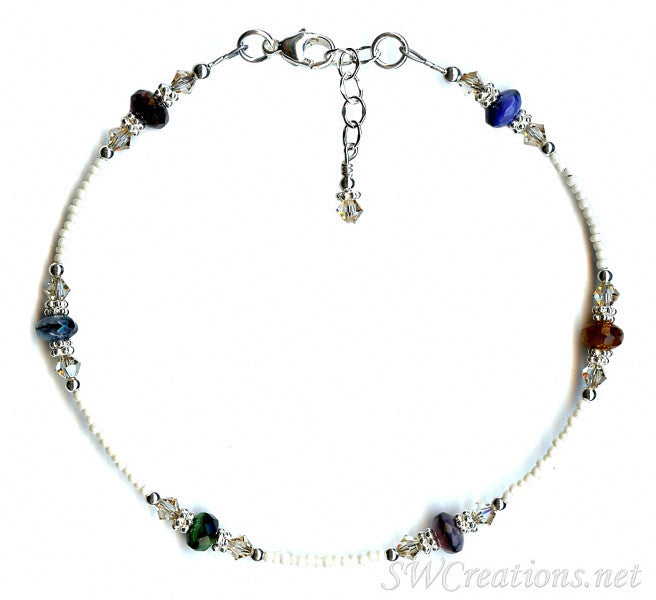 Golden Shadow Fall Crystal Beaded Anklet - Elegant Bohemian Ankle Bracelet for Women, Perfect for Summer, Beach, and Festival Outfits