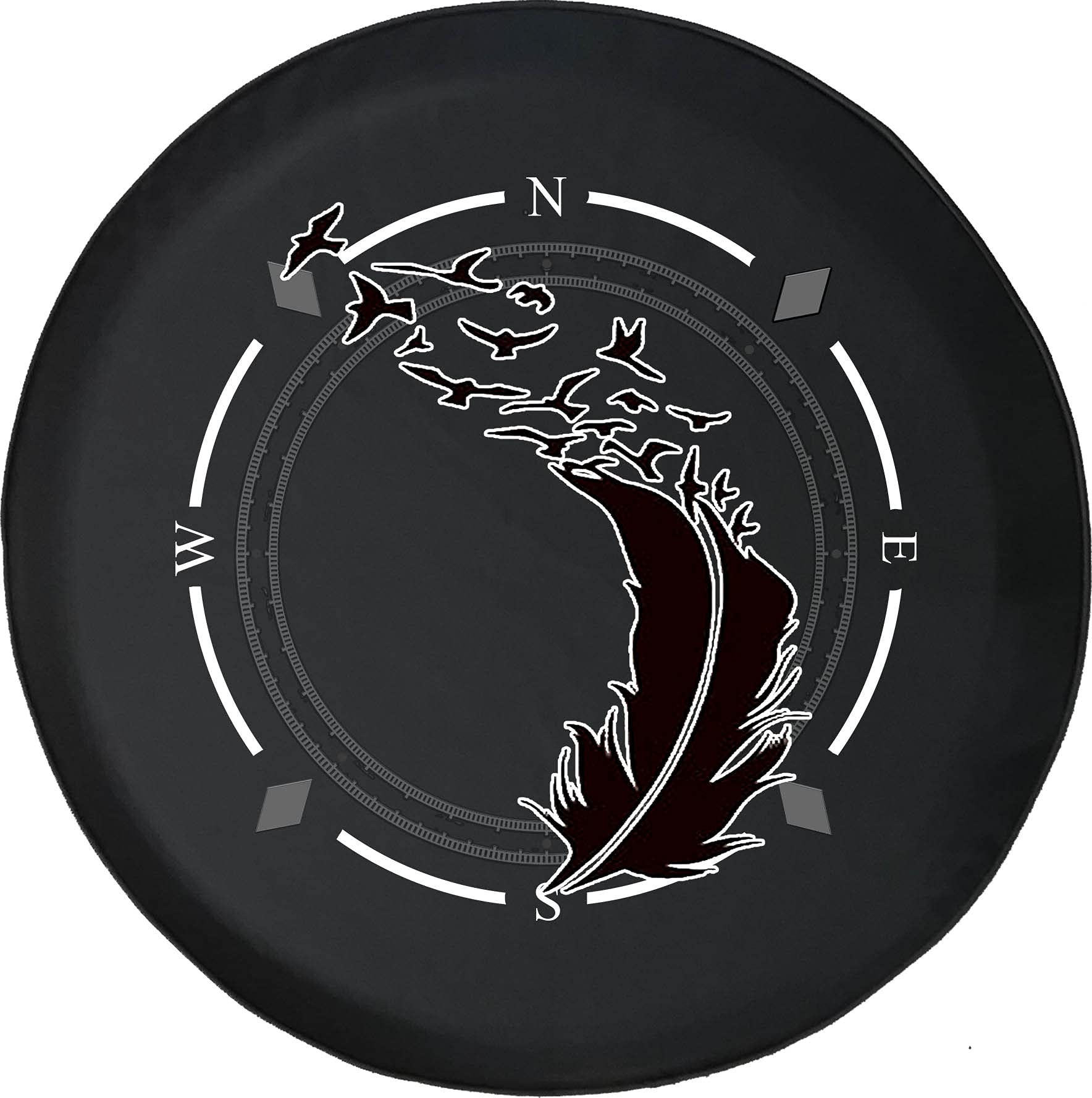 Premium American Unlimited Spare Tire Cover with Compass & Birds Design - Universal Fit for SUVs, Trailers, RVs & Most Vehicles - Perfect for Off-Road Adventures & Camping Trips