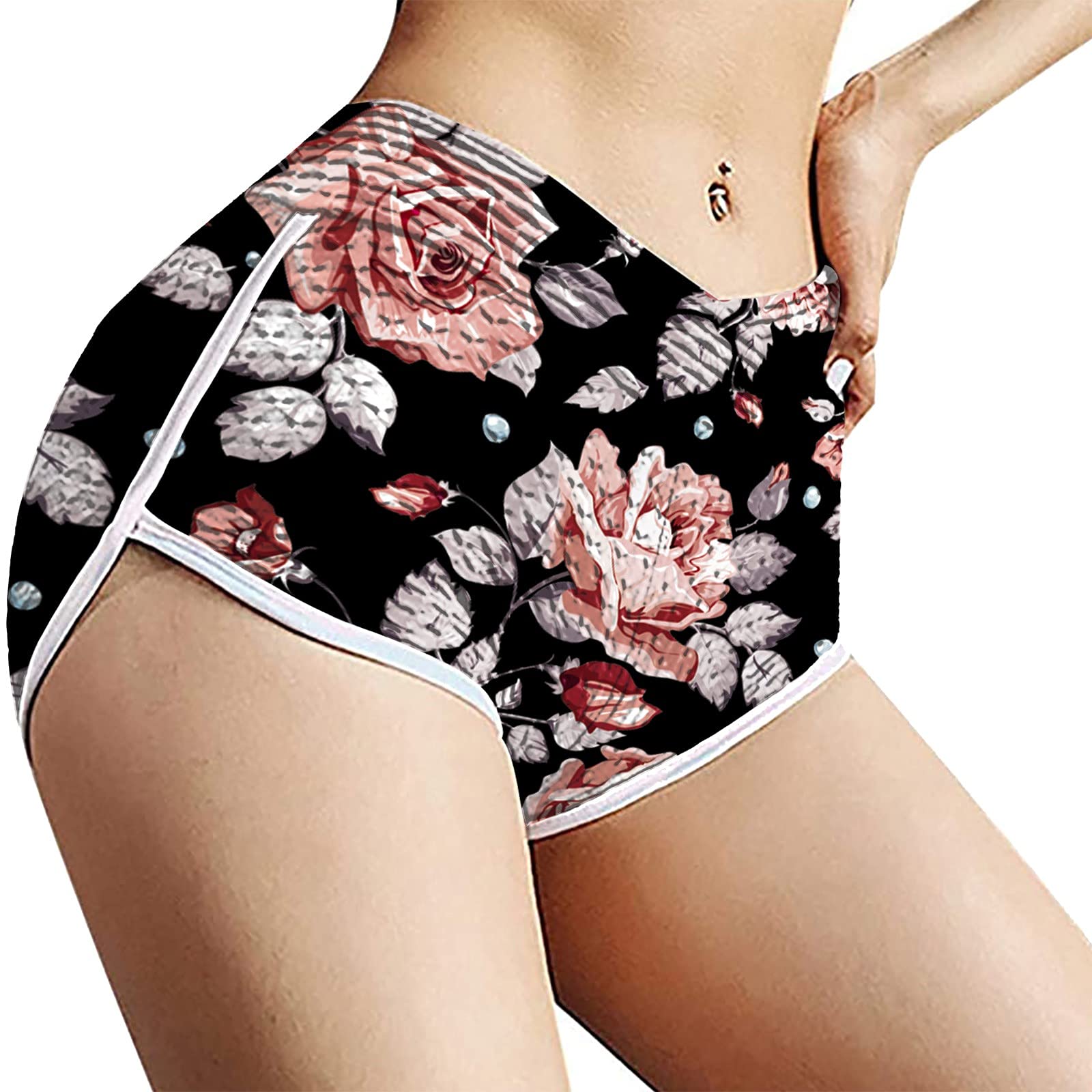 Women's Polyester Running Shorts with Pockets - High Waist Biker Shorts for Outdoor Workouts, Yoga & Cycling