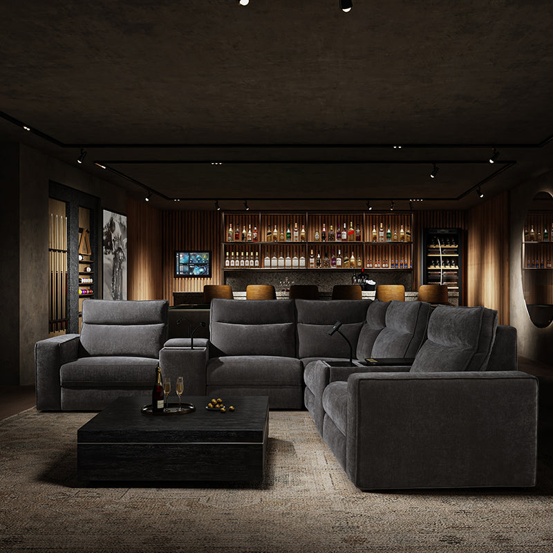 EliteNest Smart Reclining Theater Sofa with Built-in Bluetooth Speakers - Luxury Home Theater Seating for Movie Nights & Gaming Setup