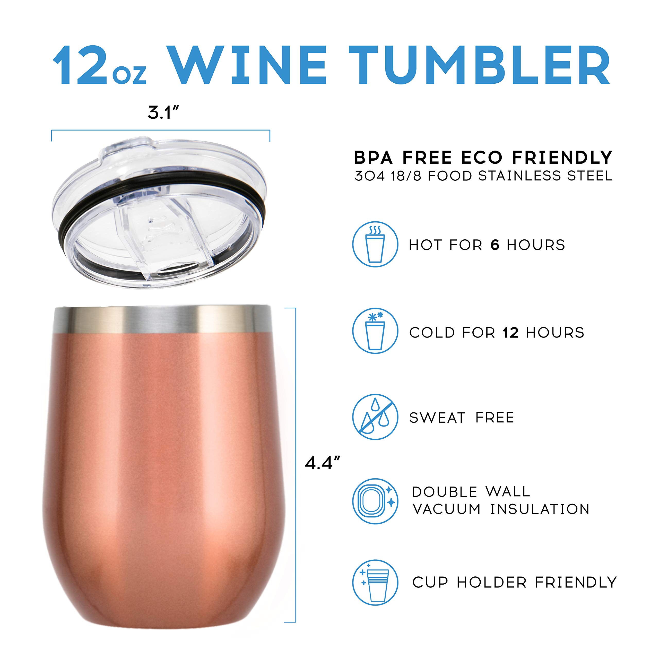 ELEGANTPARK 12oz Rose Gold Stainless Steel Tumbler with Lid and Straw - Perfect Teacher Gift for Women, Birthday, Valentine's Day, Graduation, Christmas & Appreciation - Ideal for Classroom, Office, Travel & Daily Hydration