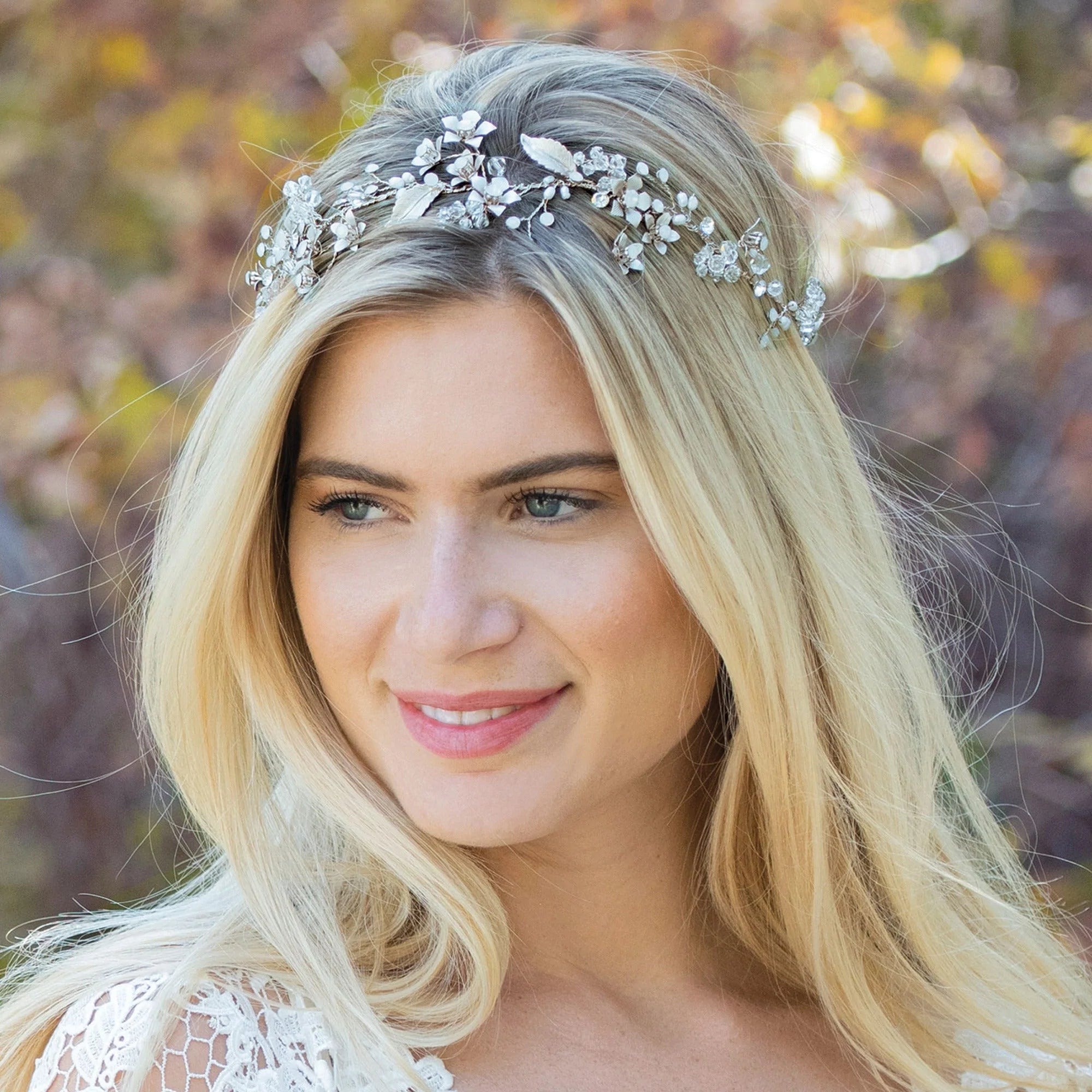Ivory & Co Silver Bridal Hair Vine with Crystals - ICE ROSE Wedding Headpiece for Brides, Bridesmaids & Special Occasions