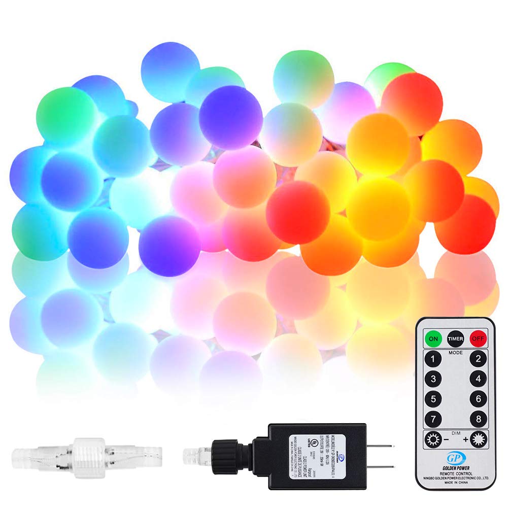 NSEN 44Ft 100 LED Color Changing Globe String Lights - 8 Lighting Modes Fairy Lights for Christmas Decor, Bedroom, Outdoor Camping, Garden & Patio (Upgraded Version) - Perfect for Holiday Parties, Wedding Decorations and Cozy Ambiance
