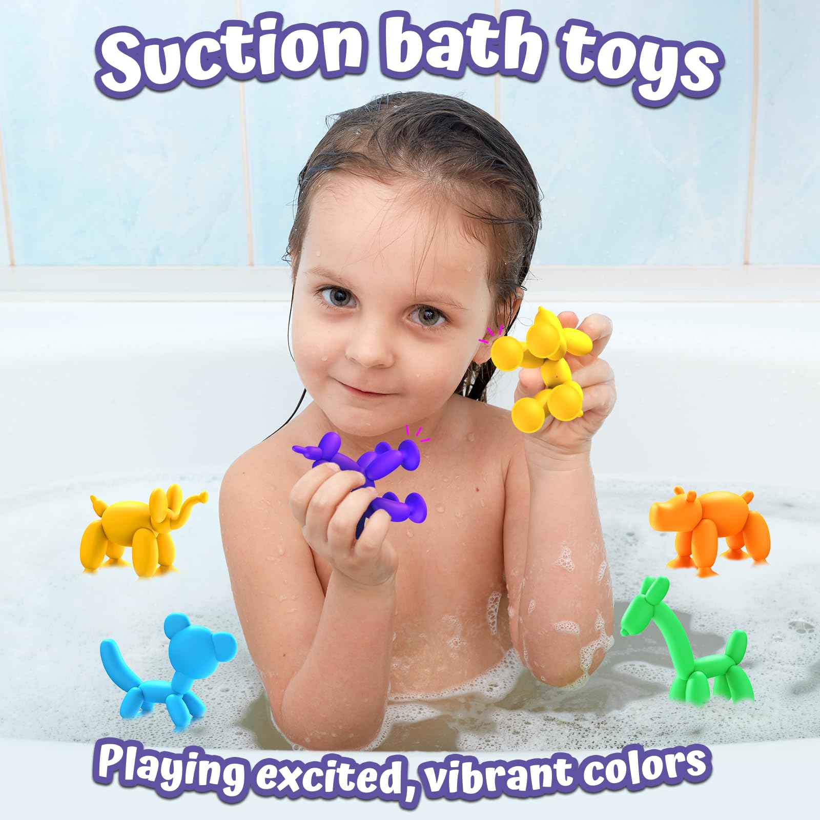 Best Suction Cup Bath Toys for Kids Ages 3-8 - 6PCS Sensory Window Toys for Toddlers | Fun Travel & Bathtime Play | Perfect Birthday & Christmas Gifts for Boys & Girls (Blue)