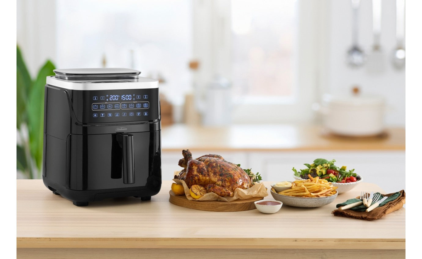 Sunbeam SteamFry Air Fryer with Steam Technology AFP4600BK - Healthy Oil-Free Cooking for Crispy Fried Foods, Perfect for French Fries, Chicken Wings & Vegetables - Kitchen & Home Use
