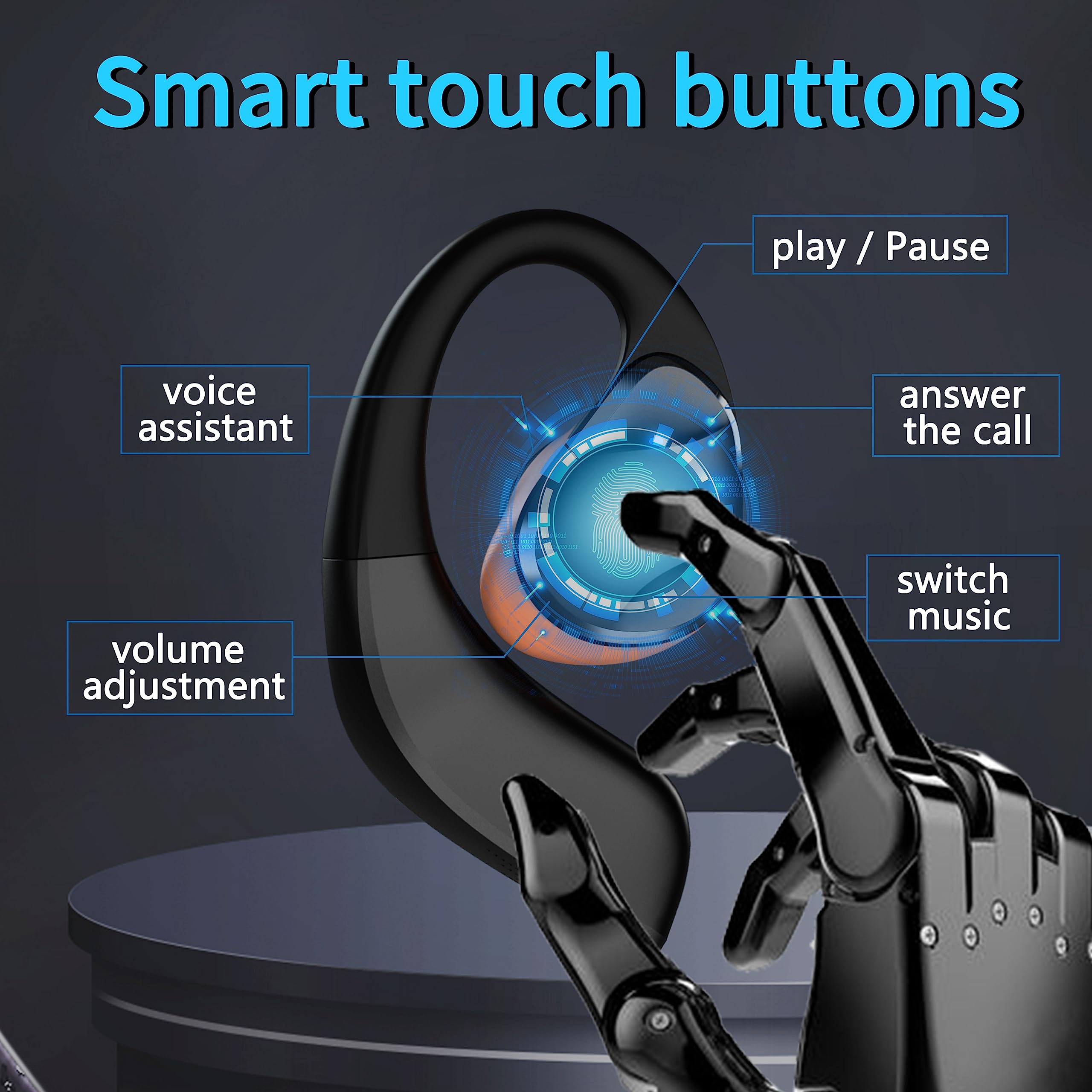 **Open Ear True Wireless Earbuds Bluetooth 5.3 – 70Hrs Playtime, Air Conduction Headphones with Earhooks, LED Display & Charging Case – Perfect for Running, Cycling & Outdoor Sports**