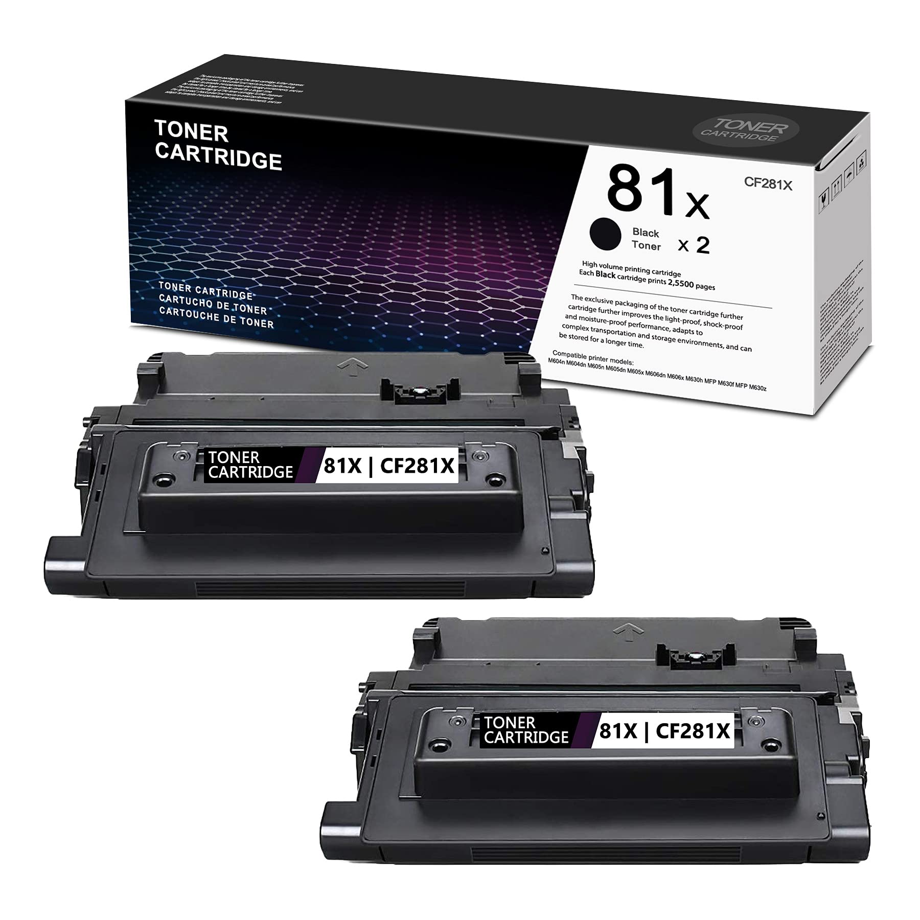 HP 81X Compatible Toner Cartridge Replacement (2-Pack, Black) for HP Pro M606/M630/M604/M605 Series Printers - High Yield Printing for Office & Home Use