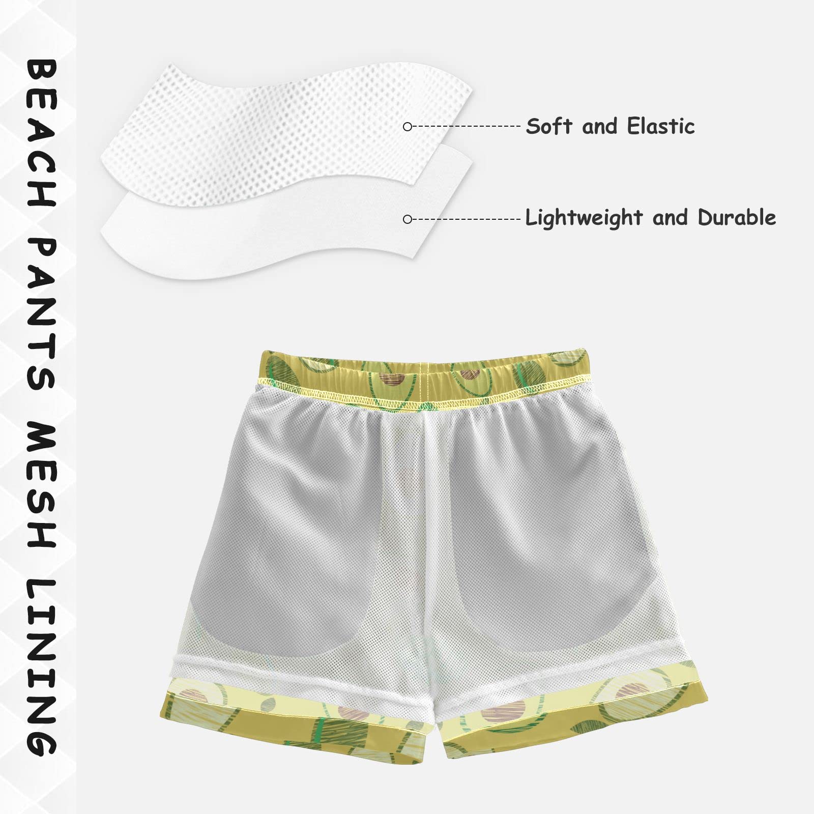 Susiyo Hand Drawn Avocado Boys Swim Trunks - Quick Dry Toddler Swim Shorts for Beach, Pool & Water Play | Cute Summer Swimwear for Kids