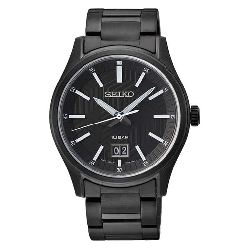 SEIKO Men's Watches - Essentials BIF Quartz Black Dial Watch for Men | Water Resistant, Durable & Stylish | Perfect for Business, Casual & Formal Wear