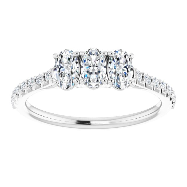 0.80 Carat Oval & Round Cut Diamond Wedding Band - 3 Stone Engagement Ring for Women - Perfect for Bridal, Anniversary & Special Occasions