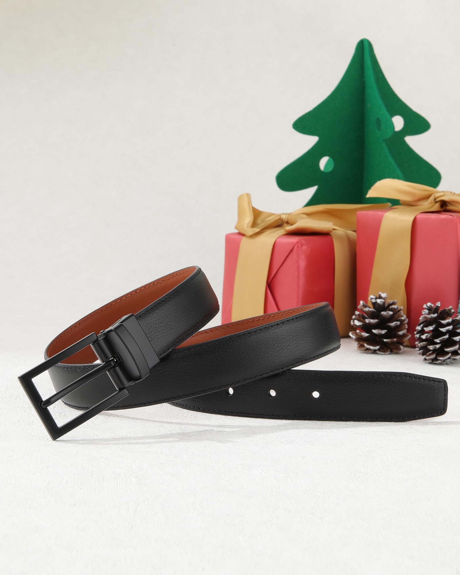 AWAYTR Boys Genuine Leather Belt - Reversible Black/Brown Kids Dress Belt for Jeans & Casual Pants | Perfect for School, Parties & Everyday Wear