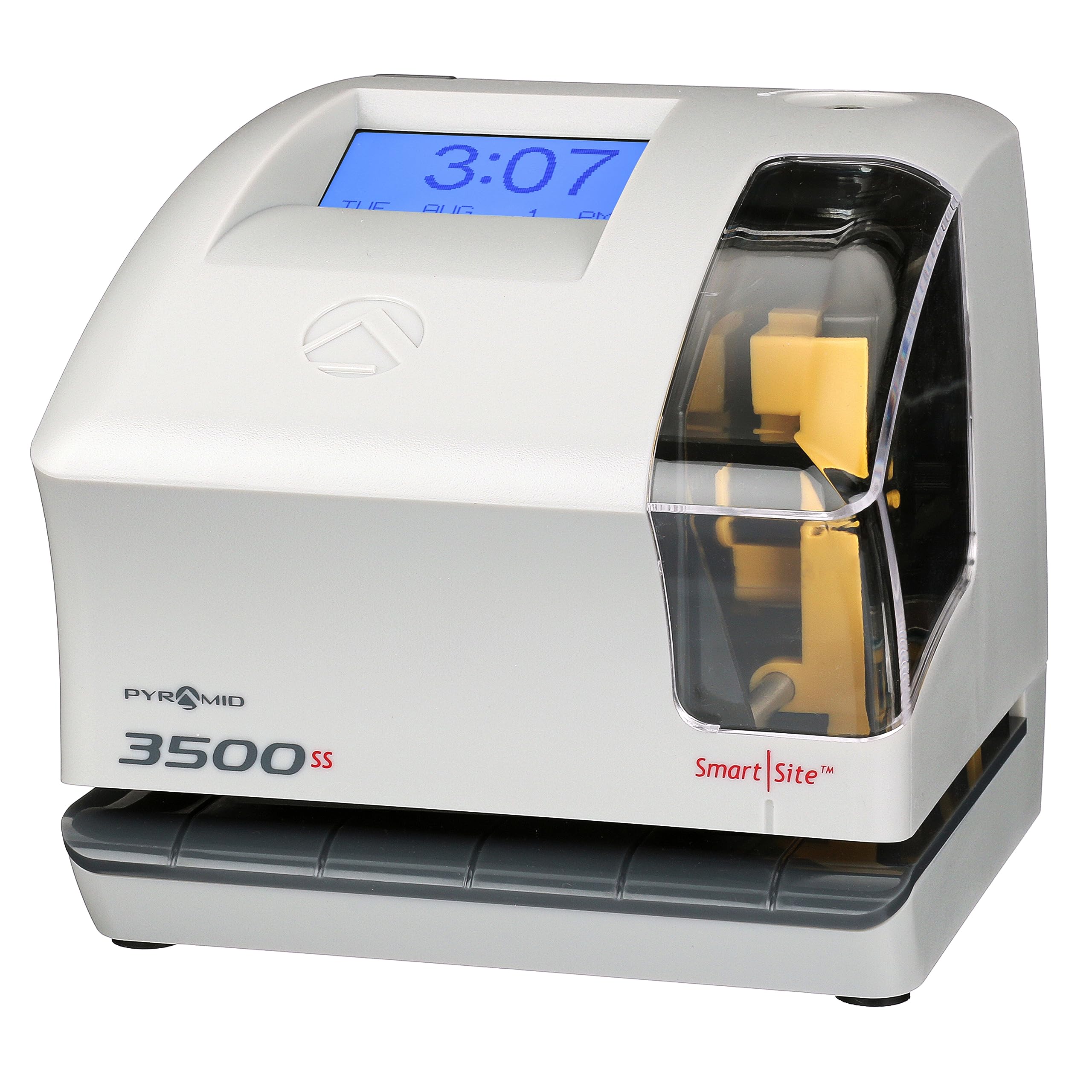 Pyramid Time Systems 3500SS Employment Time Clock & Document Stamp with Smart Site Alignment - Punch Time Clock Kit Includes 25 Time Cards, 1 Ribbon & 2 Security Keys - Perfect for Small Business Employee Time Tracking & Payroll Documentation