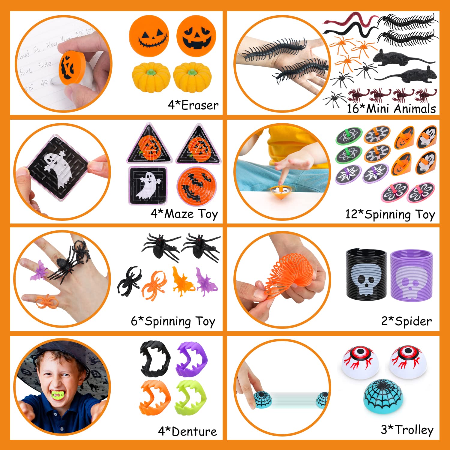 TOY Life Halloween Party Favors Bulk Pack - 50pcs Non-Candy Treats & Prizes for Kids Classroom, Trick or Treat, Goodie Bags - Fun Halloween Party Supplies for School Events & Neighborhood Celebrations