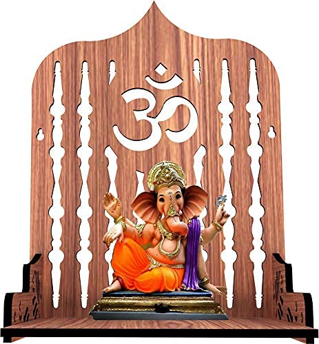 Handmade Small Wooden Home Temple & Office Pooja Mandir - Beautiful Wooden Altar for Prayer, Meditation & Home Decor | Perfect for Hindu Worship, Spiritual Space & Gift Giving