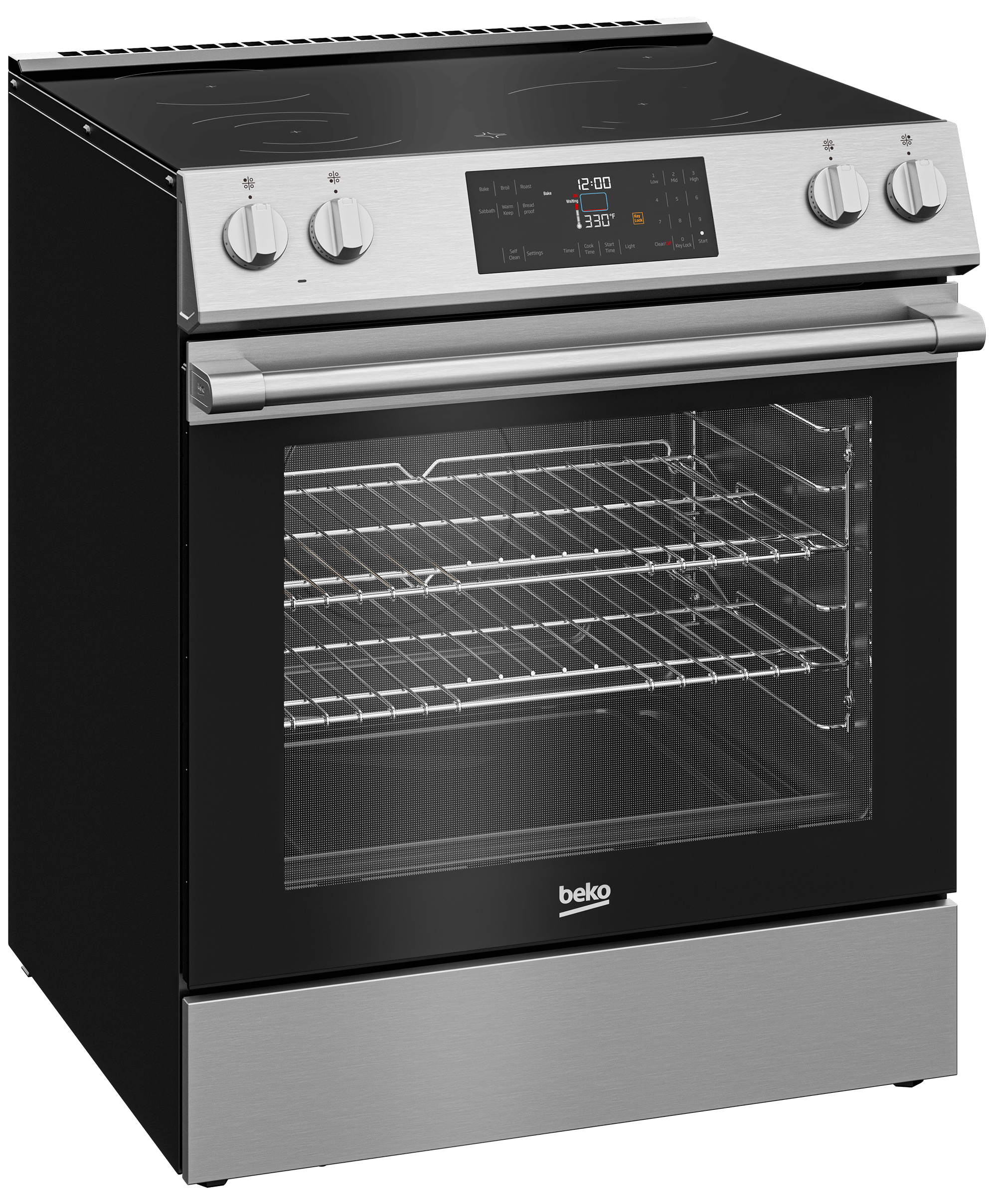 Beko SLER30423SS 30-Inch Slide-In Electric Range - Stainless Steel, Convection Oven, Self-Cleaning - Perfect for Modern Kitchens & Home Cooking