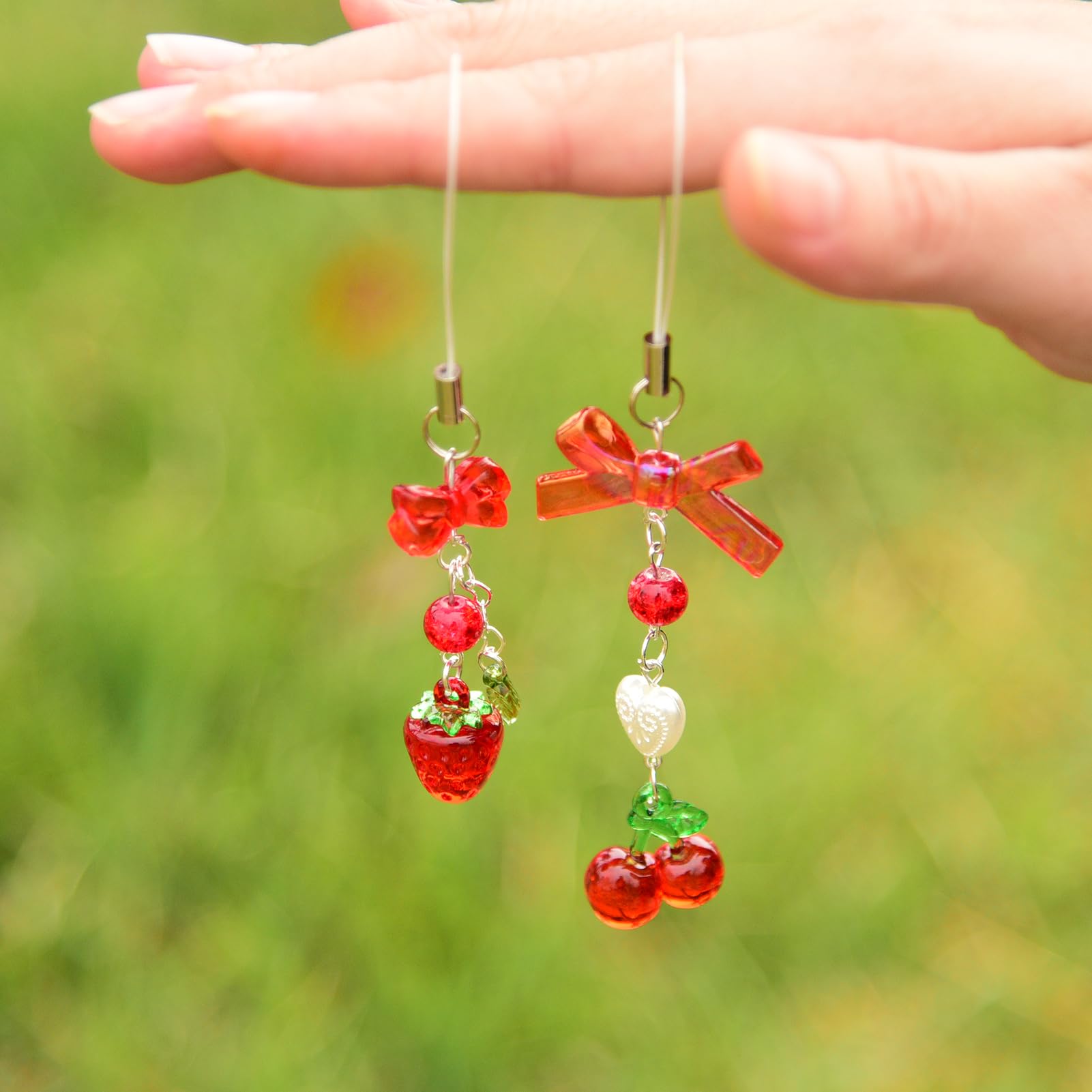 Y2K Aesthetic Strawberry Cherry Phone Charm - Cute Kpop Accessory for Phone, Bag, Keychain, Airpods & Camera Decor | Perfect for Kawaii Style & Gift Giving