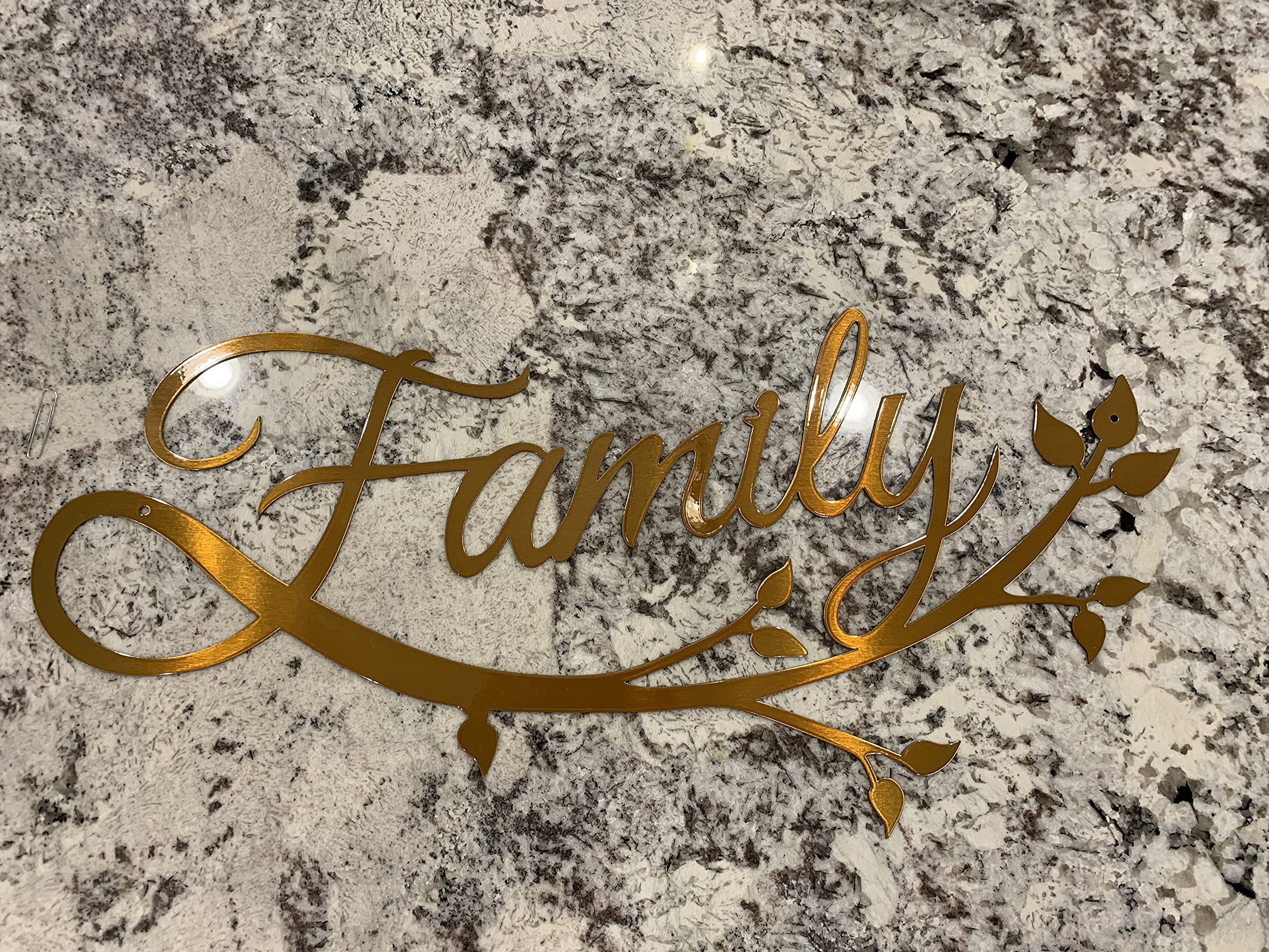 Riverside Designs Family Cursive Word Metal Wall Art Sign | Premium Heavy-Duty Home Decor for Living Room, Bedroom & Office | Made in USA - Gold 36 Inch | Perfect for Housewarming Gifts & Farmhouse Style Interiors