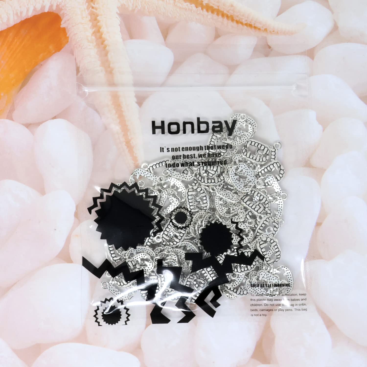 Honbay 100PCS Alloy Vampire Fang Teeth Charms - Halloween Jewelry Pendants for Earrings, Necklaces, Bracelets & Keychains - Perfect for DIY Crafts, Cosplay & Gothic Fashion Accessories