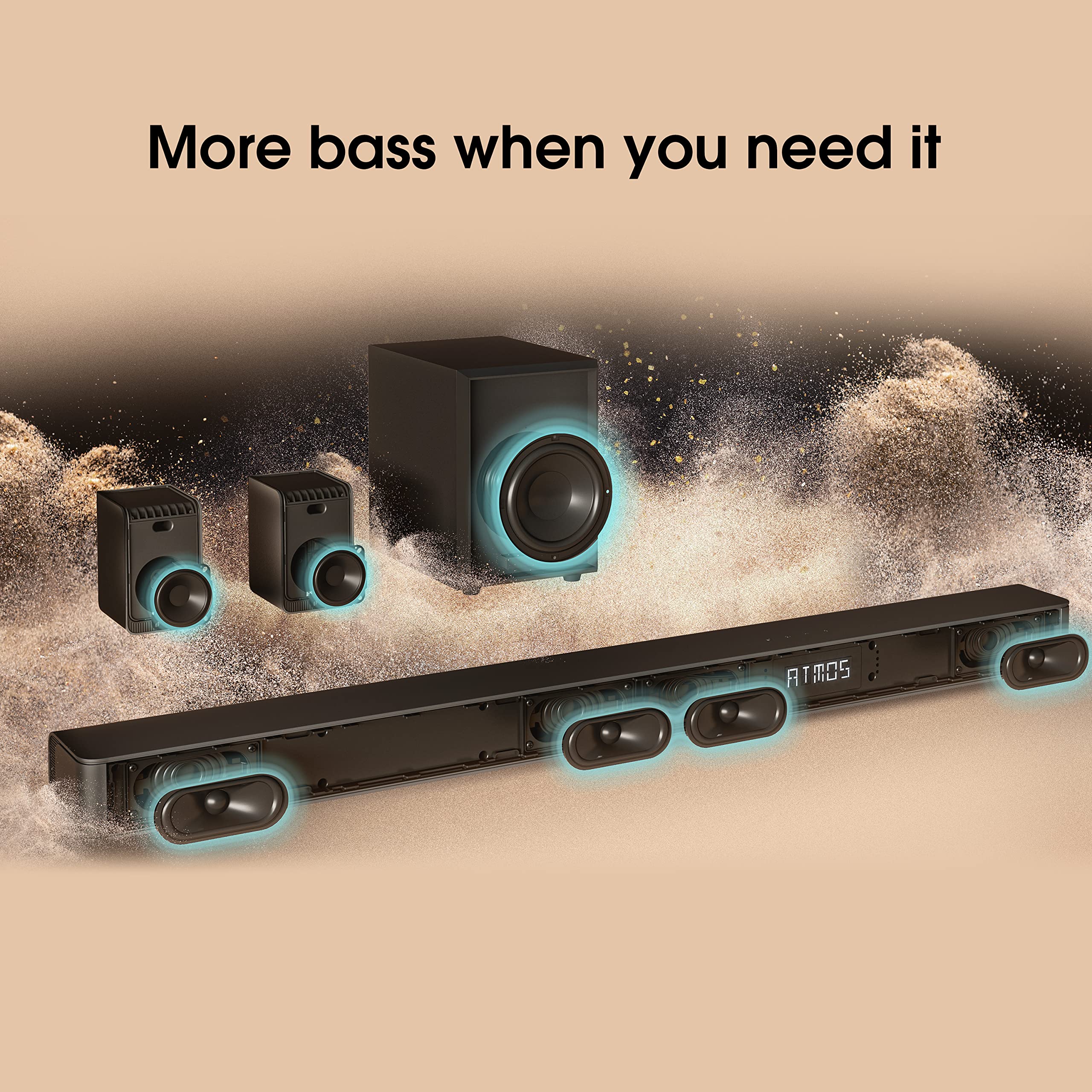 Hisense AX5100G 5.1 Channel 340W Dolby Atmos Soundbar with Wireless Subwoofer & Rear Speakers - Premium Home Theater Audio System for Movies, Gaming & Music (Black)