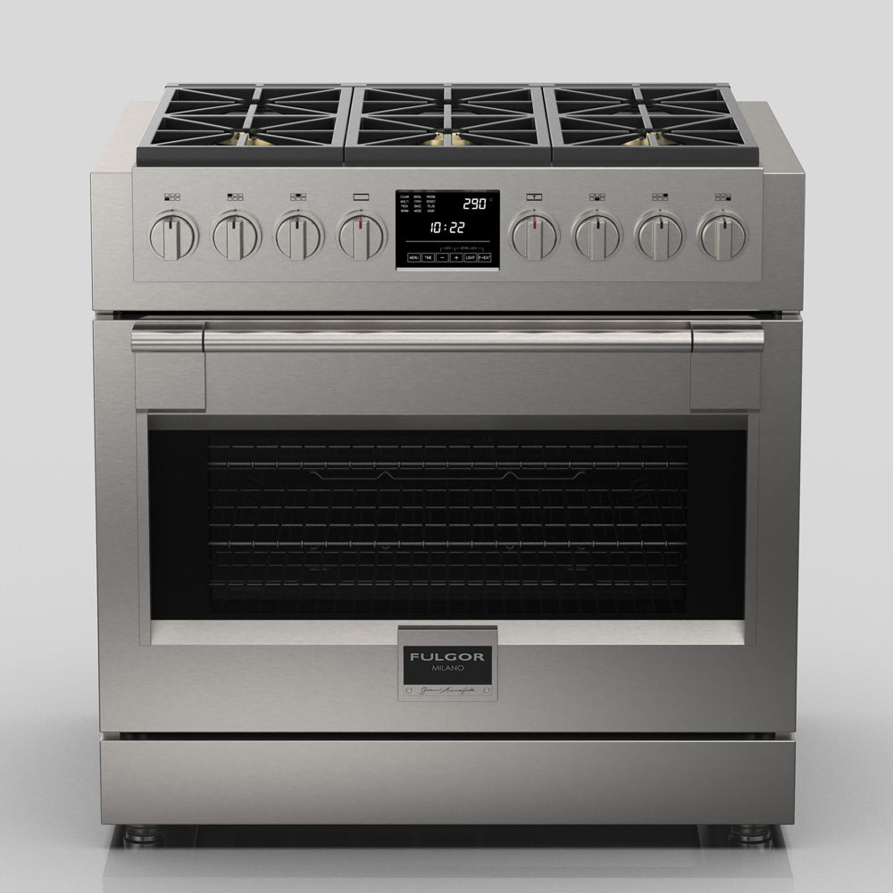 Fulgor Milano 36-inch 600 Series Dual Fuel Range with 6 Burners - Stainless Steel Professional Gas Stove (Model F6PDF366S1) | Perfect for Home Chefs & Gourmet Cooking