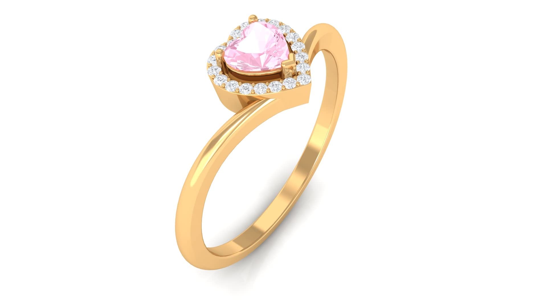 14K Solid Gold Rose Quartz Promise Ring for Women - 4mm Heart Shaped Diamond Halo Ring, Romantic Jewelry Gift for Anniversary, Engagement & Valentine's Day - Perfect for Proposals, Weddings, Date Nights & Everyday Elegance | Ideal for Couple Matching Rings & Meaningful Jewelry Collections | Great for Romantic Surprises, Special Occasions, and Adding Sparkle to Your Outfits