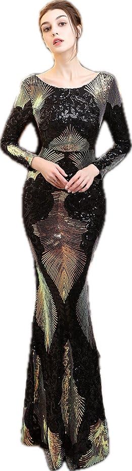 Sparkly Sequin Maxi Dress for Women - Elegant Long Sleeve Party Gown for Evening Events, Prom, Wedding & Special Occasions
