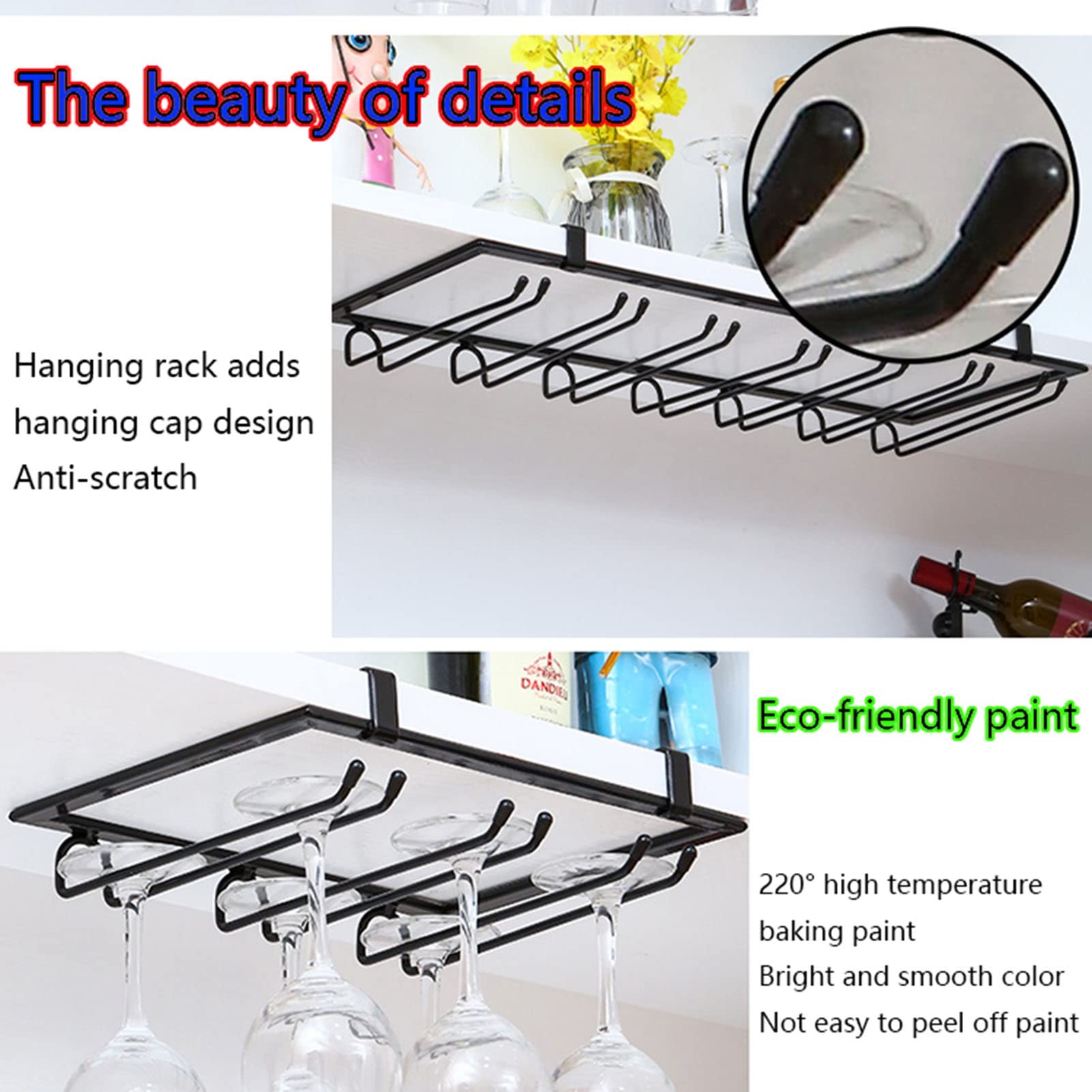 Premium Under Cabinet Wine Glass Rack - Gold Metal Stemware Holder for Kitchen, Bar & Restaurant | Space-Saving Glass Storage Solution for Wine Enthusiasts & Entertaining Guests