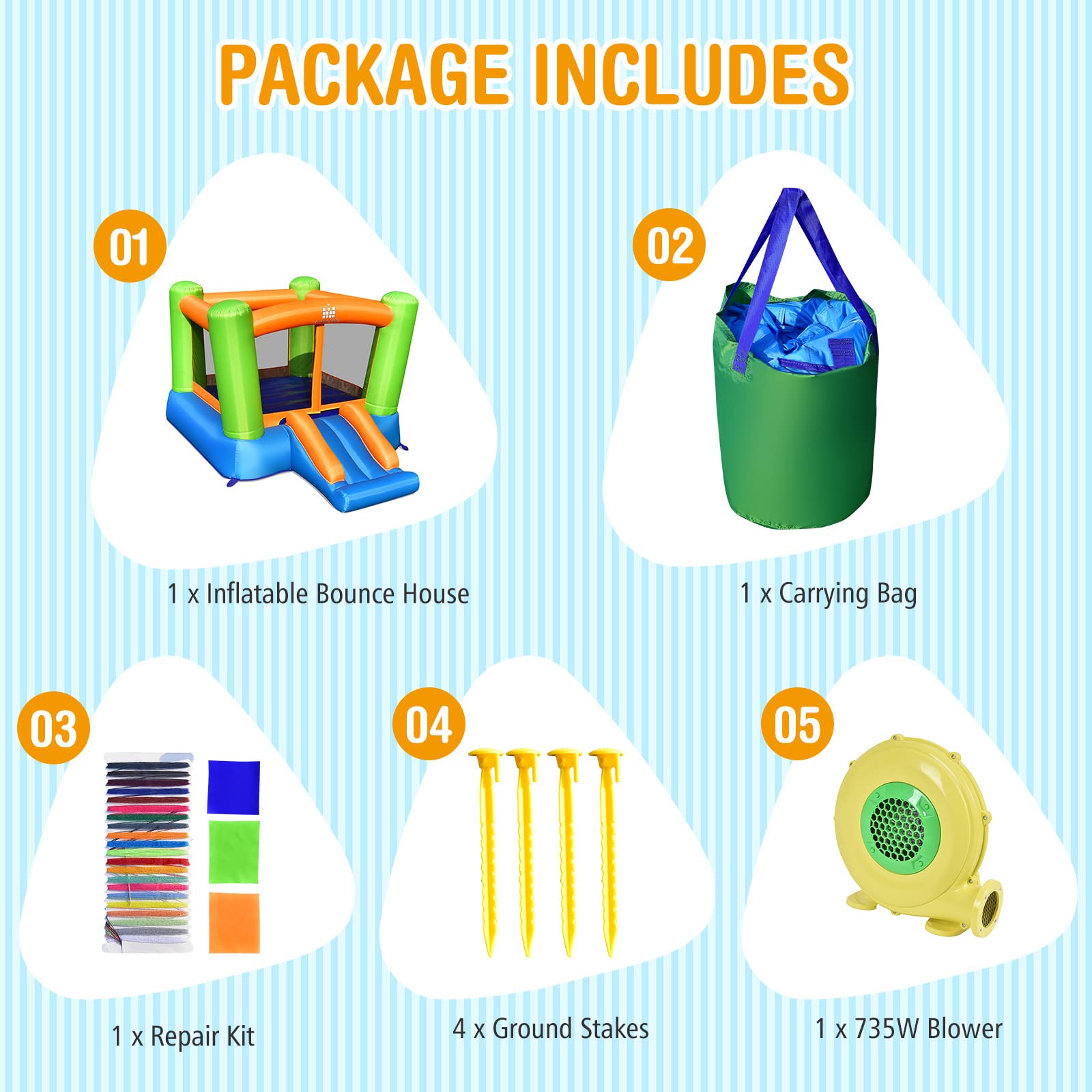 **Costzon Inflatable Bounce House with Slide for Kids - Indoor & Outdoor Party Fun, 480W Blower, Durable Oxford Cloth, Portable Toddler Play Castle - Perfect for Backyard Birthday Gifts, Family Gatherings & Summer Playdates**