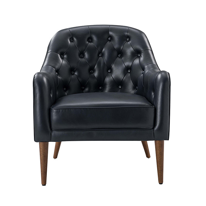 **Casio Genuine Leather Barrel Chair with Wooden Legs – Stylish Accent Chair for Living Room, Office, or Lounge**