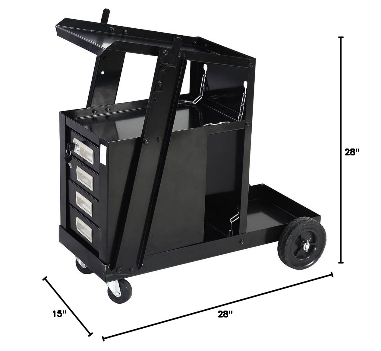 4-Drawer Portable Welding Cart with Wheels - Heavy Duty Steel Tool Storage for Garage, Workshop & DIY Projects