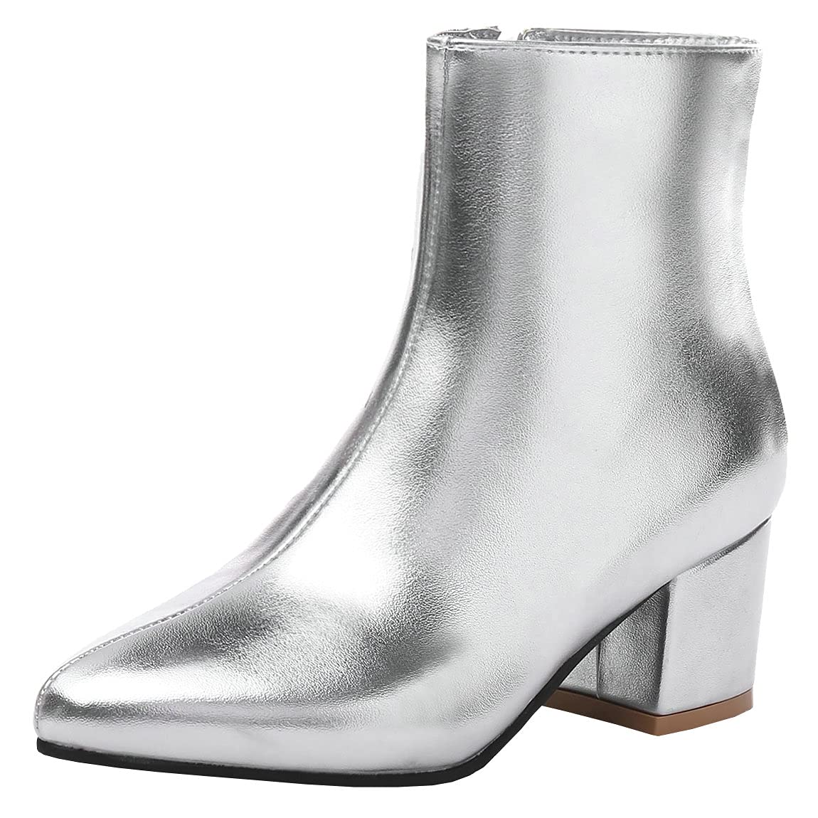 Trendy Women's Chunky Ankle Boots - High Heel Booties with Pointed Toe & Side Zipper | Perfect for Fall Fashion, Office Wear & Night Out Outfits
