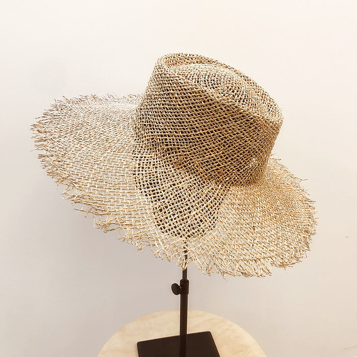 British Style Flat Straw Hat for Women - Summer Beach Sun Hat with Wide Brim, Fashionable Boater Hat for Outdoor, Garden Party, Vacation and Travel Accessories